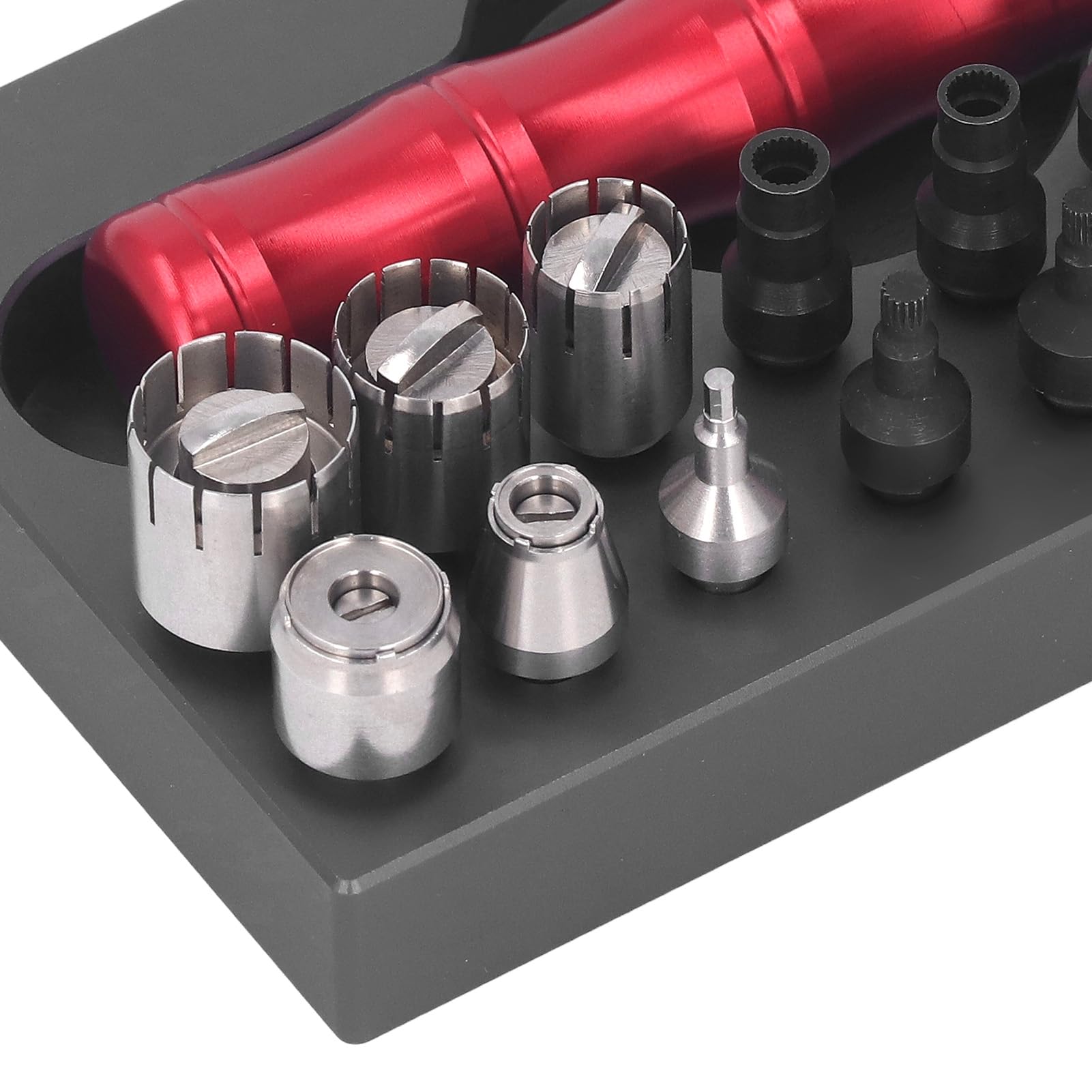 Herramienta de Extracción de Tubo de de Reloj, Herramientas de Reparación Prácticas de Acero de Aleación Portátil para Relojeros, Rojo y Negro
