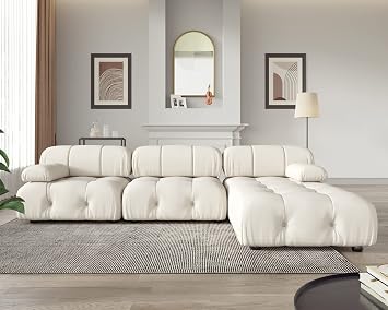 Modern Velvet Sectional Sofa, L Shape Minimalist Modular Sofa Couch, Convertible Sofa Couch for Living Room, Apartment