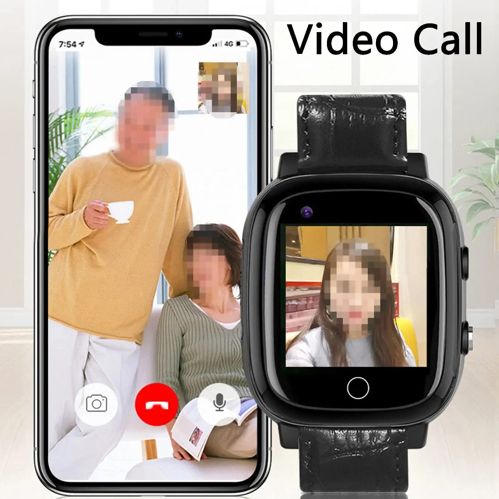 Hanging GPS Rilevamento Cadute Smart Watch Dispositivi di Allarme Caduta per Anziani Ip67 Smart Watch Videochiamate Contapassi SOS Messaggi Vocali Fitness Tracker Orologio per Demenza Alzheimer()
