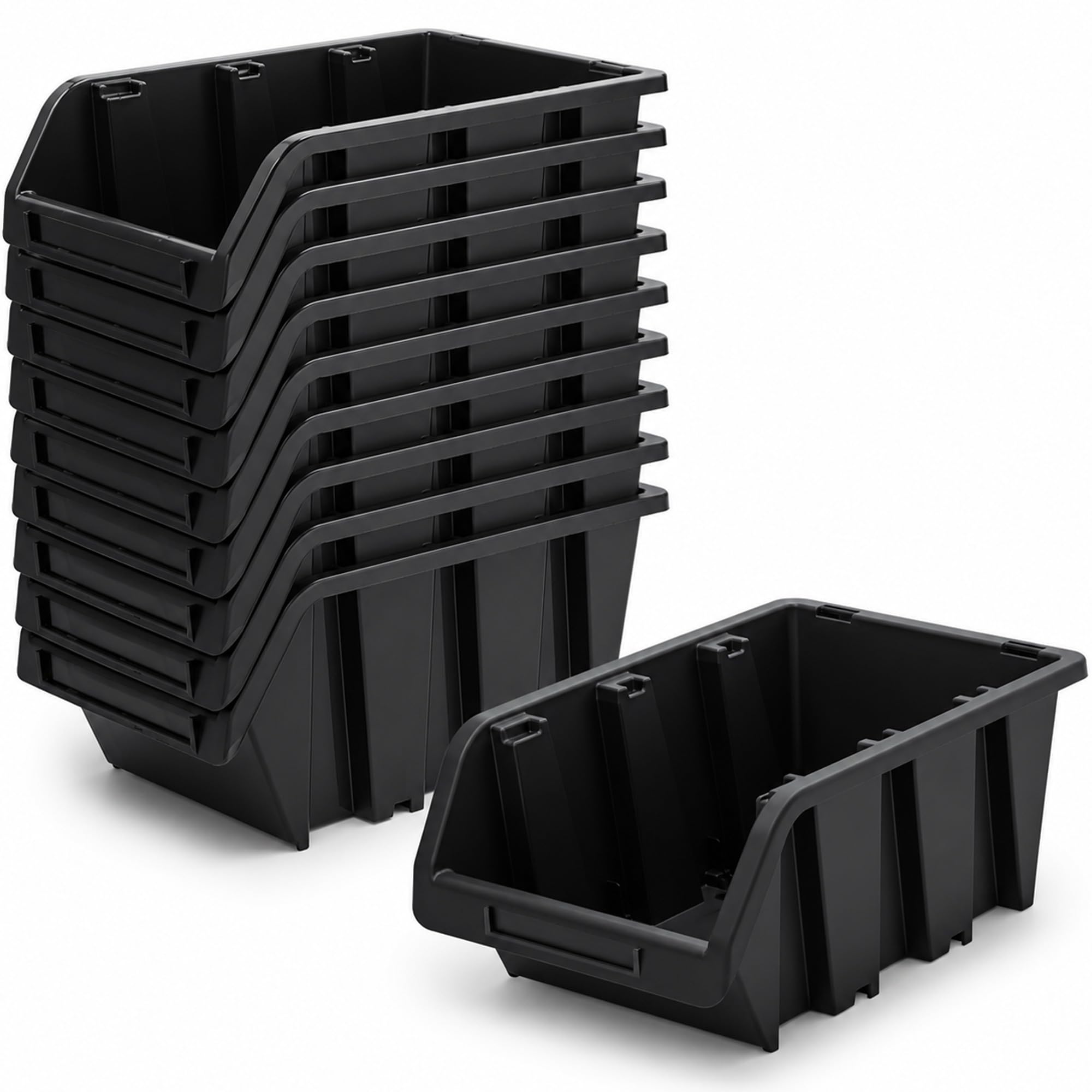 PECZEKO Werkstatt-Stapelkiste, Stapelbox aus PP Kunststoff, Sichtbox Stapelbox, Lagerboxen für Werkzeugswand, Sichtlagerkasten, Sortierbox