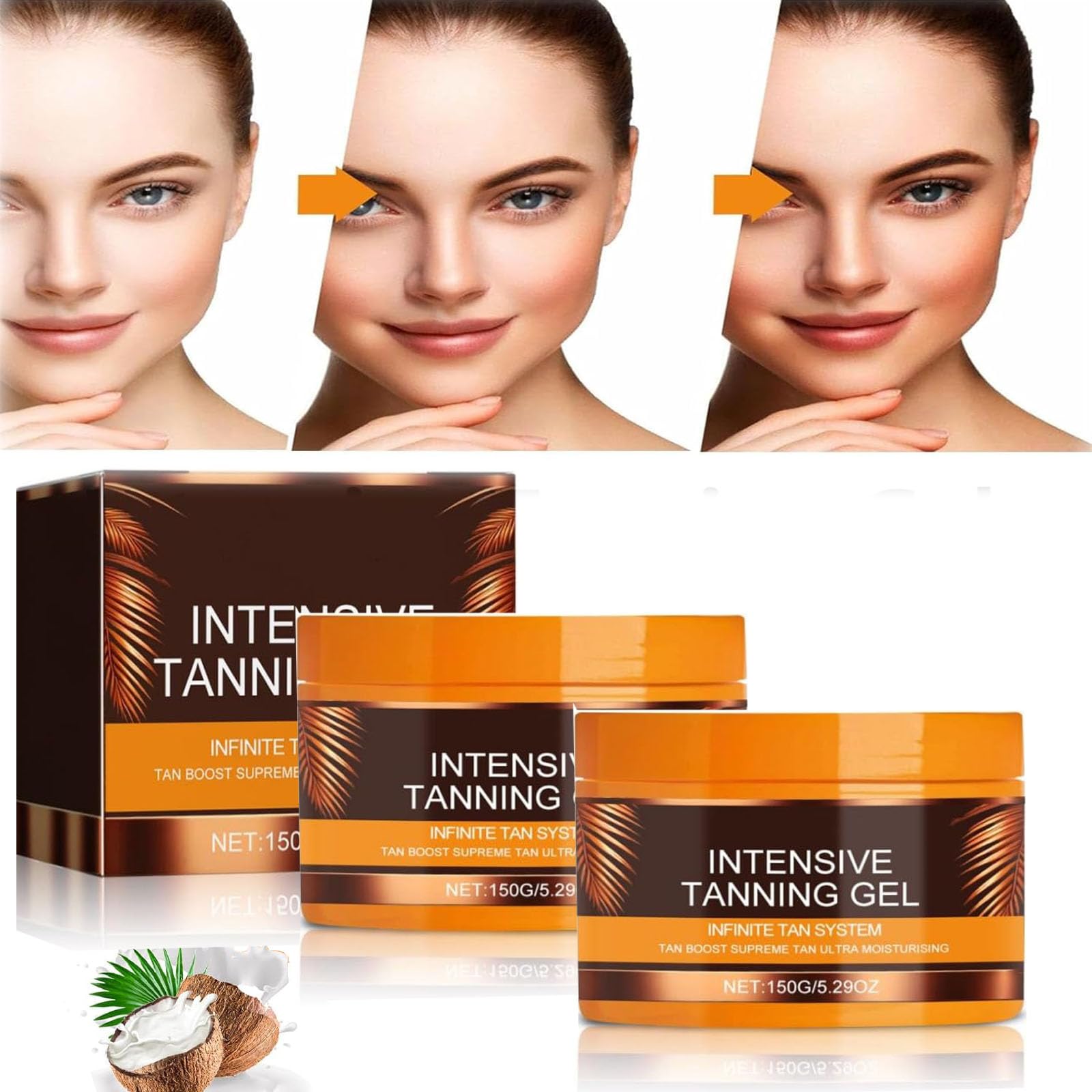 Libertyzeay Intense Tanning Gel, Soft Brown Tanning Gel, Shine Brown Dark Tanning Gel, Tanning Gel for Outdoor Sun, Libertyzeay Tanning Gel, Smile Nicey Tanning Gel (2 PC)