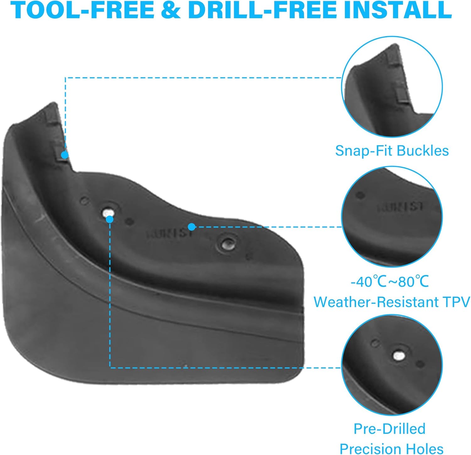 2026 Tesla Model Y Juniper Mud Flaps - Enhanced Fit All-Season Splash Guards, No-Drill Installation for Model Y 2025-2026 Upgrade,Protect Paint (Set of 4) - Image 7