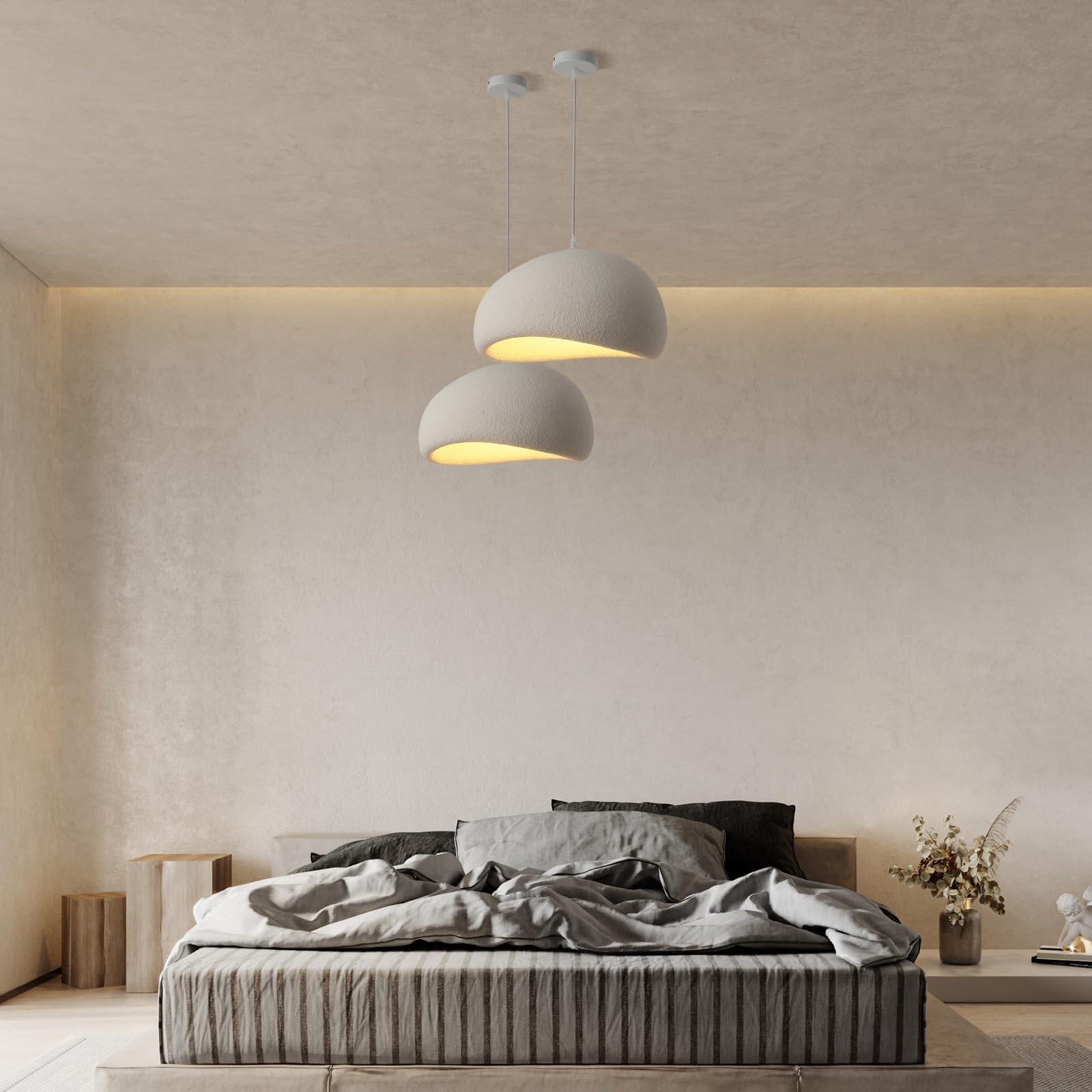 40cm moderne suspension E27 blanc Shell suspension pour restaurant Wabi Sabi plafonnier Japon Wabi Sabi style nid d'oiseau forme éclairage lampe île de cuisine lampe couloir salle à manger