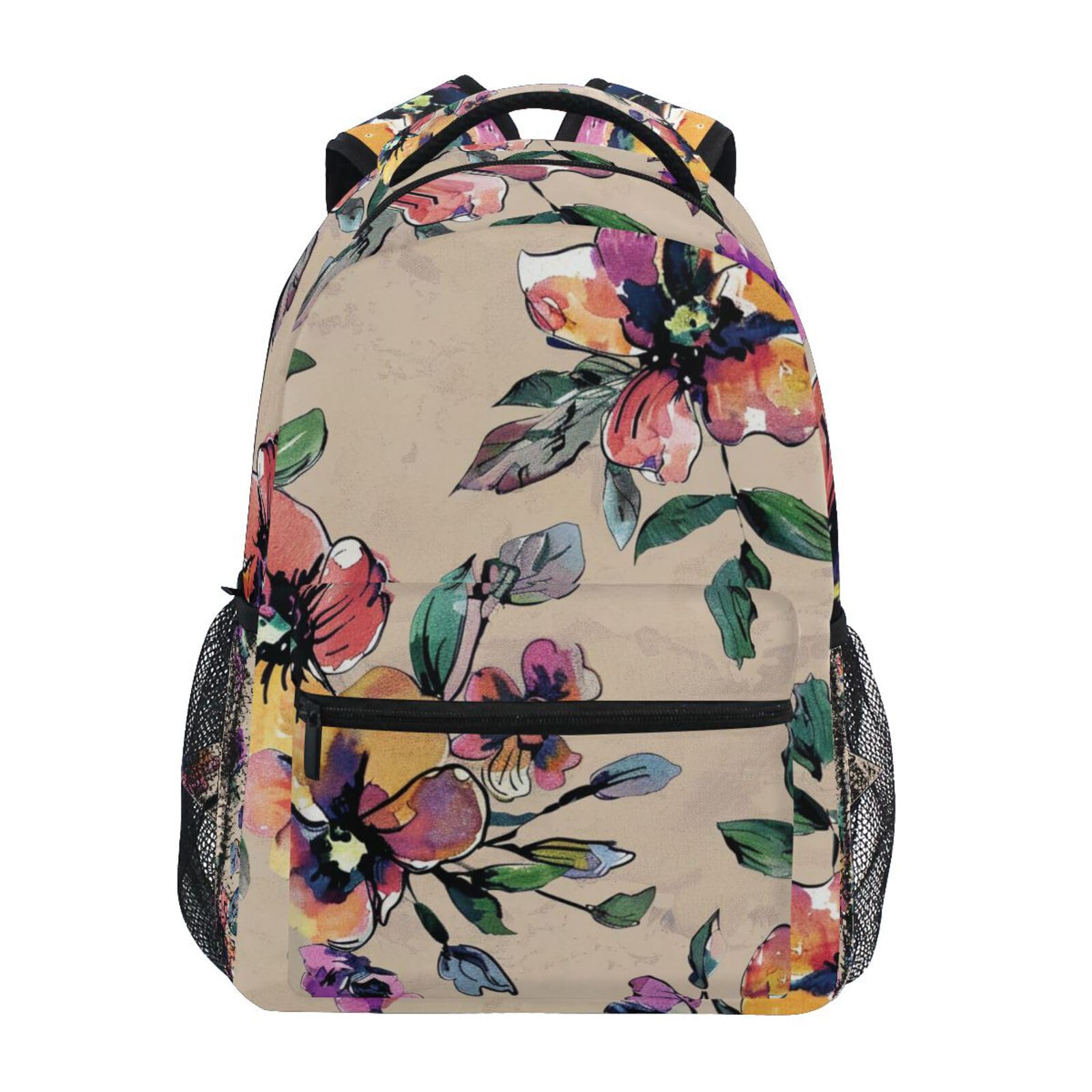 Sac à dos fleurs rétro : le daypack unisexe idéal pour le collège - 2