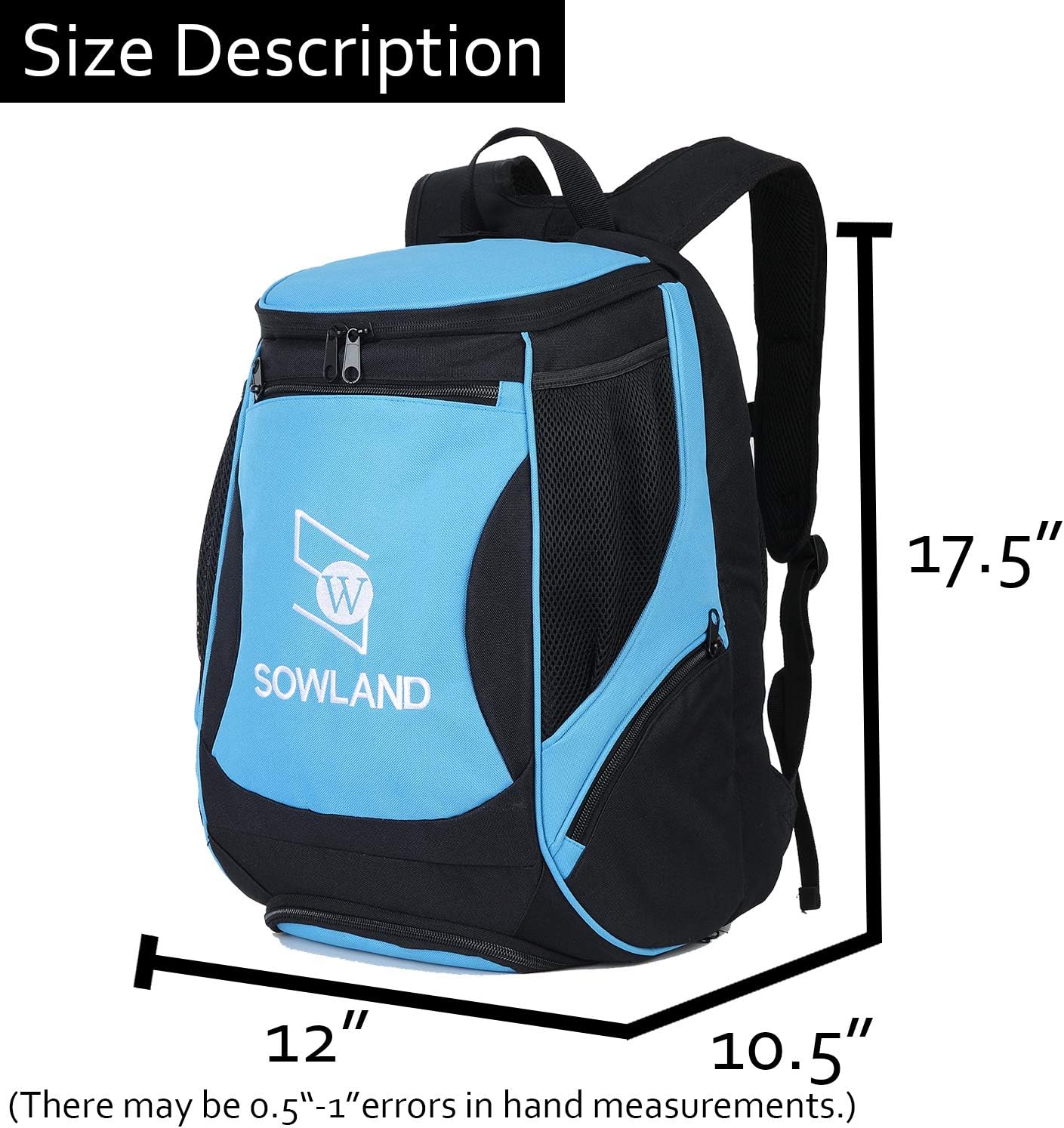SW SOWLAND Tennis Backpack Racquetball Bag Separate Ventilated Shoe Compartment with 2-3 Rackets Holder Equipment Bag for Tennis,Racquetball,Badminton Blue : Sports & Outdoors