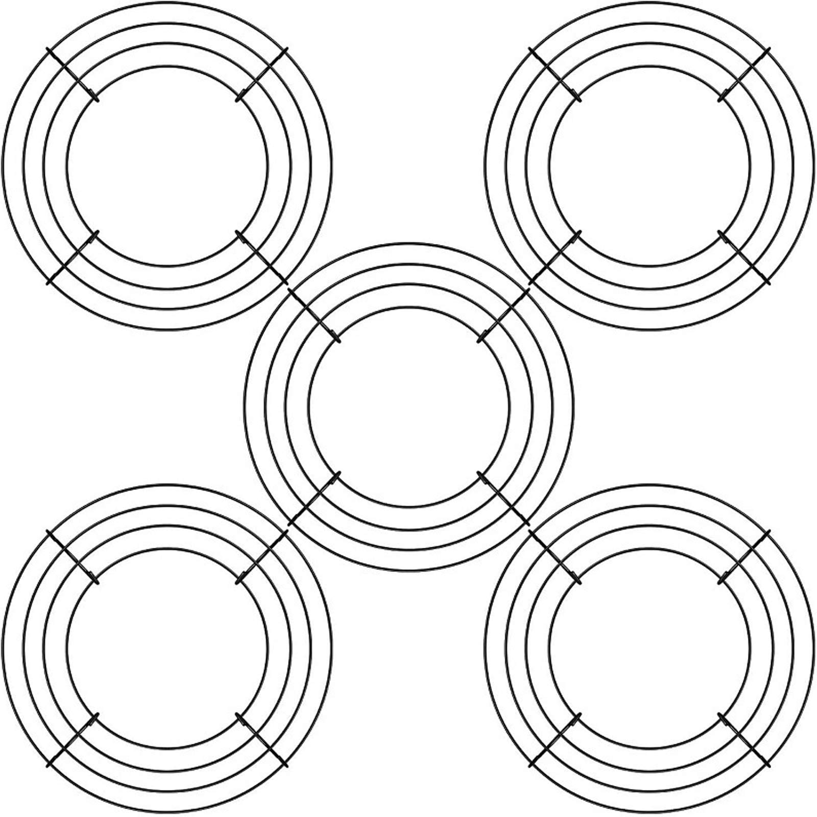 HLTER Metal Wreath Frame, 10 Inch 5Pcs Wire Rings Making Supplies Green Round Ring Macrame Floral Form for Crafts and Flower Design (Black), 210122QY02-2-5ZQ-10127-1339243121