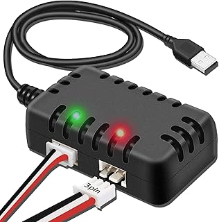 Tosiicop 7.4 V Lipo Battery Charger - RC Car Balancer Charger with USB Quick Charging Cable 2-in-1 XH-3P Connector 1A for 2S Battery RC Car Boat Airplane Monster Truck Quadcopter Airsoft SCX24 SCX10
