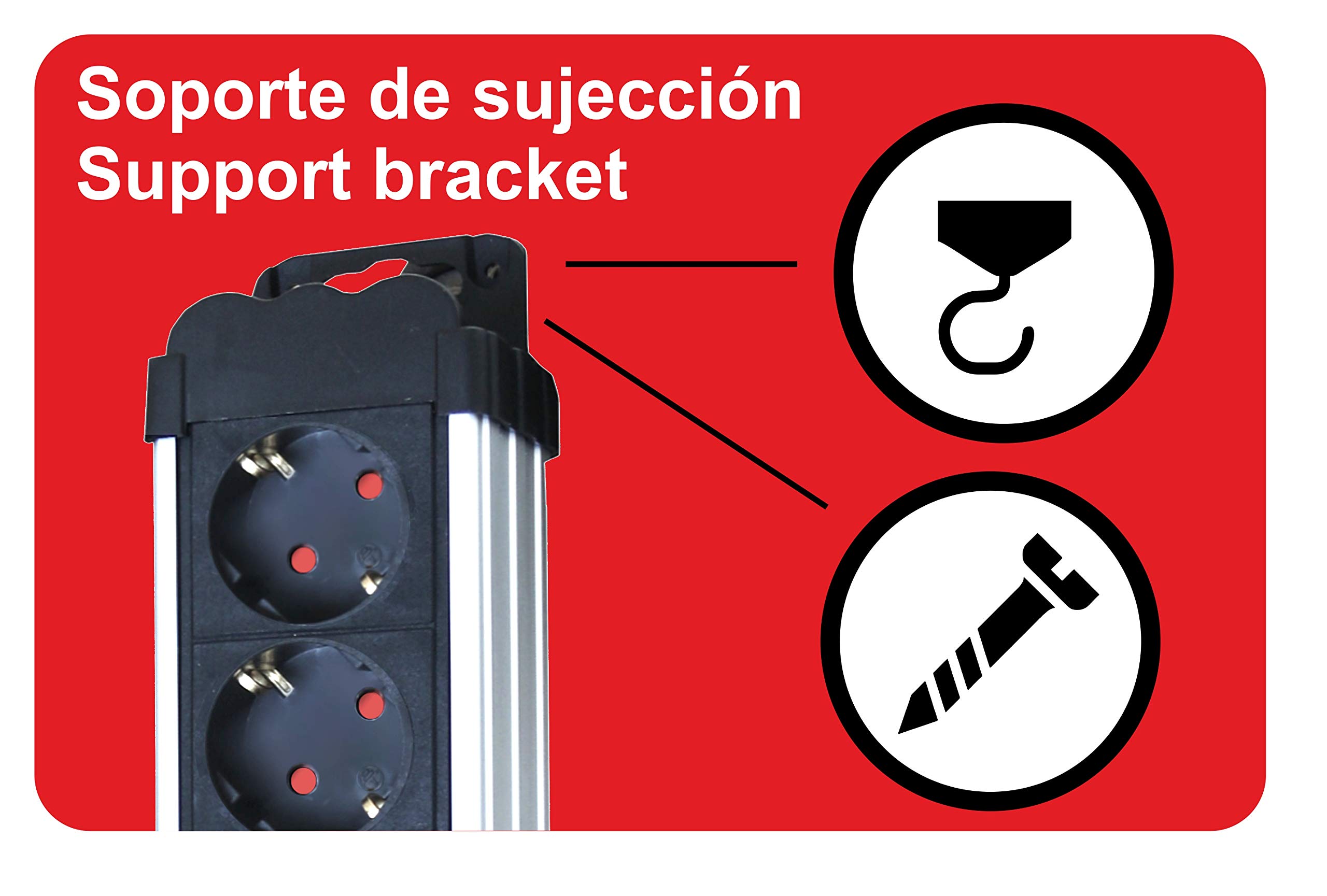 Regleta de enchufes con protección sobretensión sobrecalentamiento Silver Electronics 6 Tomas, Cable 1,5 Metros Negro