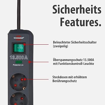 Brennenstuhl Eco-Line multi-socket, high voltage protected, Gray, 1159700015