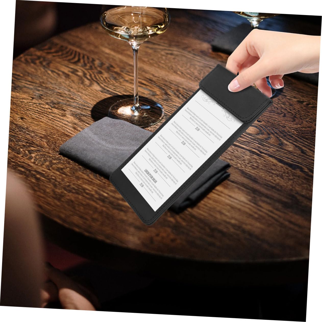 2pcs Portable Restaurant Check Presenter Clipboard Compact Writing Board with Textured Material Versatile Office Tool for Menus Orders Black Design