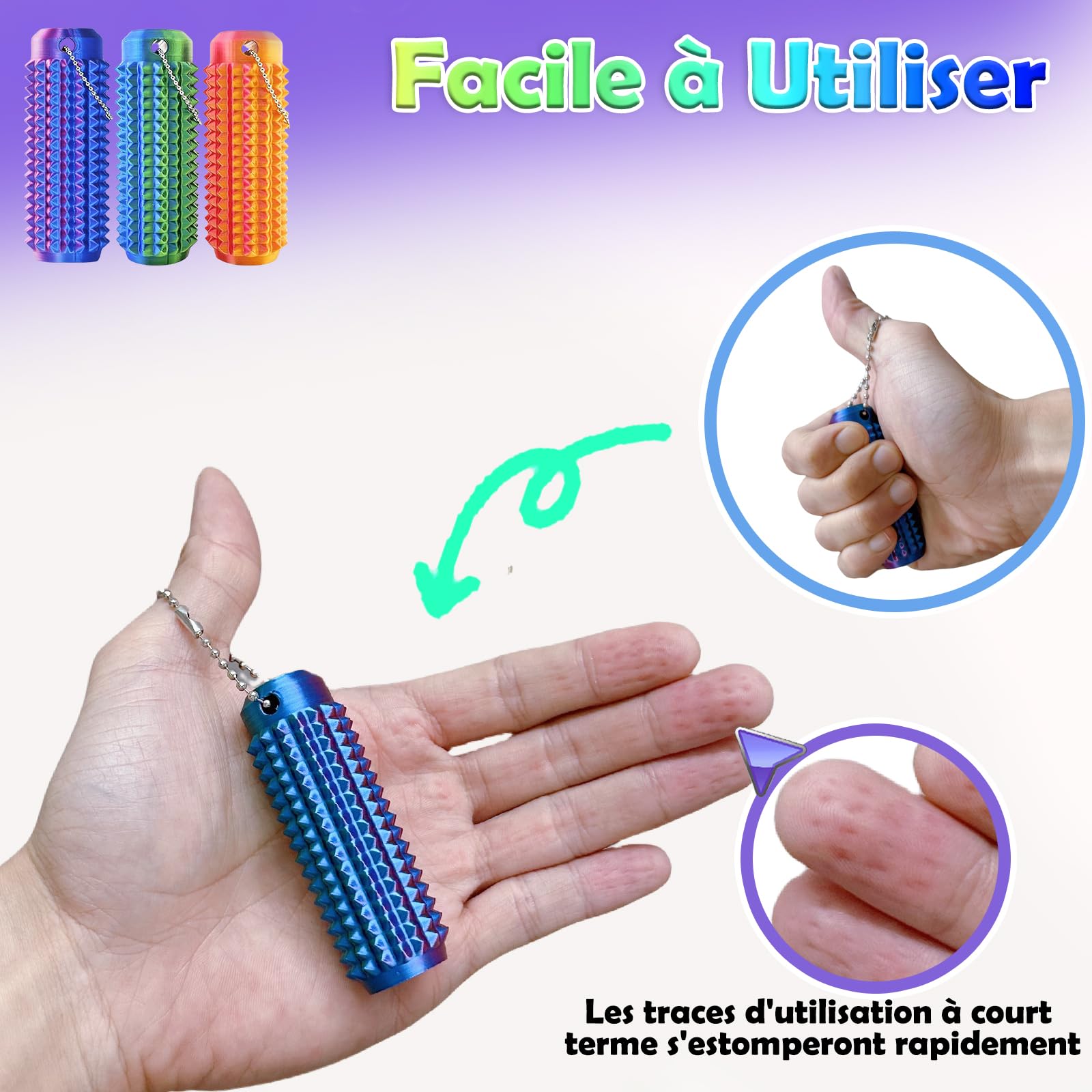 Echehi – Jouet Sensoriel Portables Anti-Stress, Double Rouleau Avec Picots, Dégradé Vert – Pour Se Détendre Et Masser !