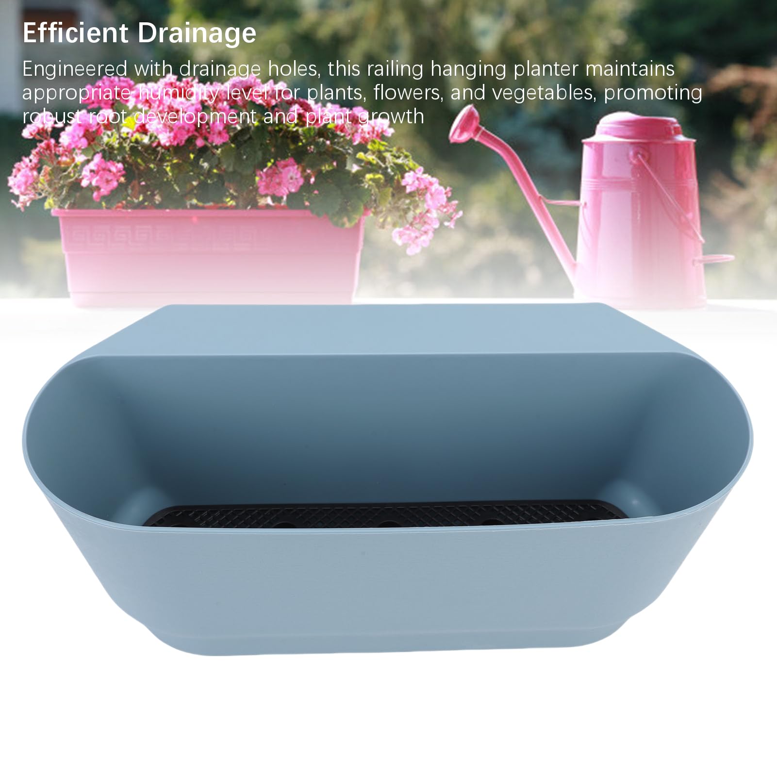 Kavolet Geländer-Pflanzgefäß, 3 Stück, 45 X 18 X 16 cm, PP, (Blau)