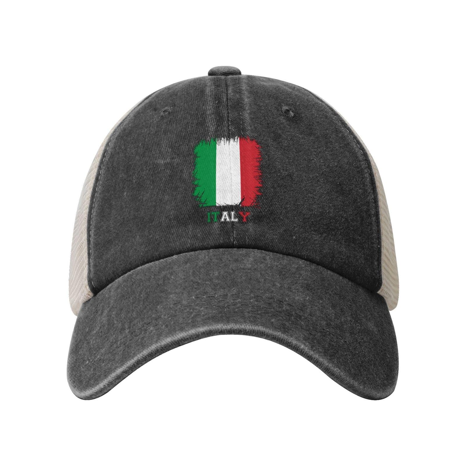 Baseball Cap Vintage Vintage Italy Italian Flag Mesh Back for Men Women Adjustable Cowboy Washed Cotton Trucker Dad The Farm Hat Novelty Personalized Gift