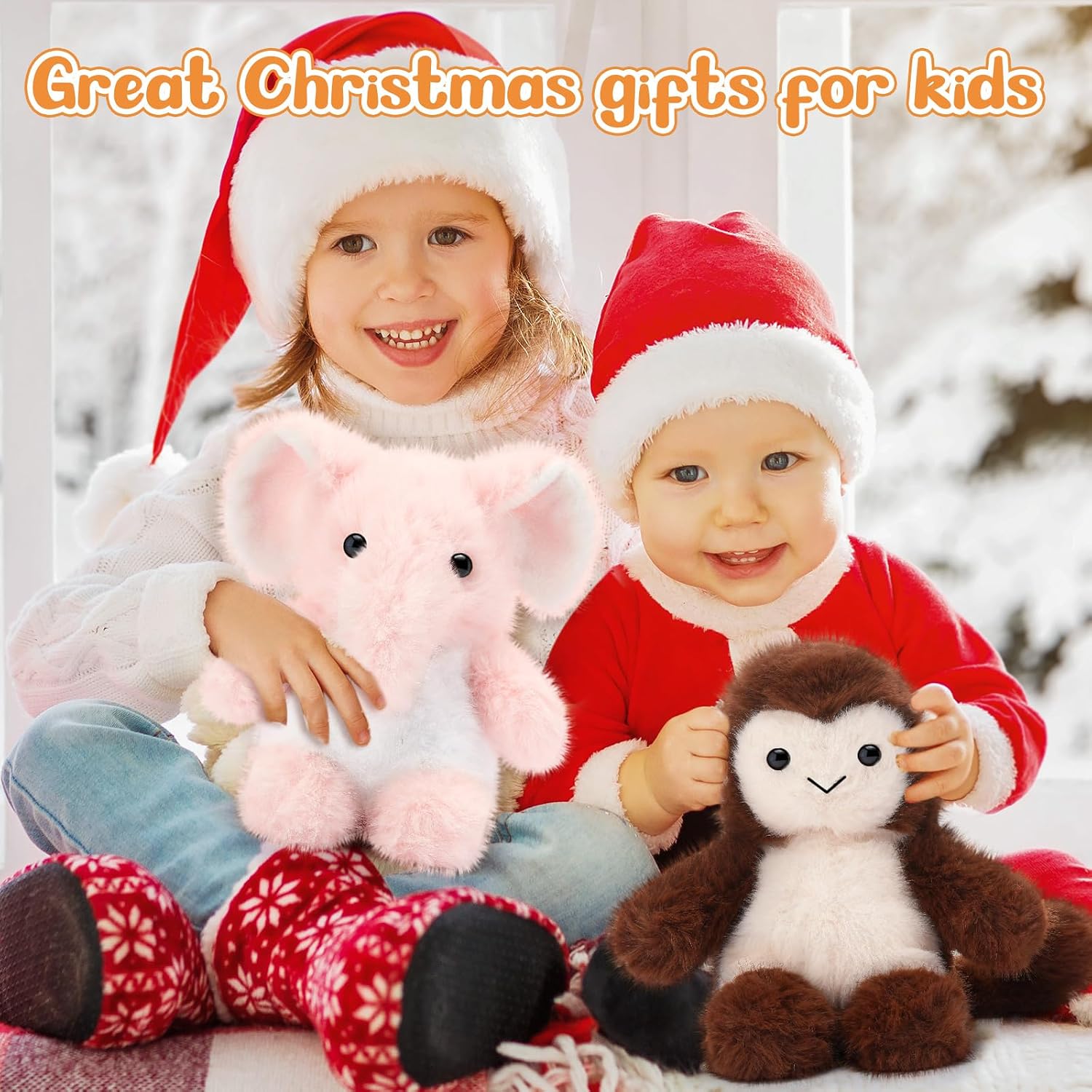 Gejoy 3 Pcs 6 Inch Forest Stuffed Animal, Plush Monkey Elephant Lion image 5