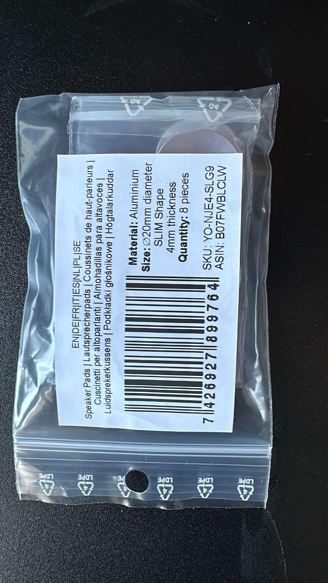 Argent Aluminium Haut-Parleur Contre-Pointes Mince 20mm DIA - Lot de 8