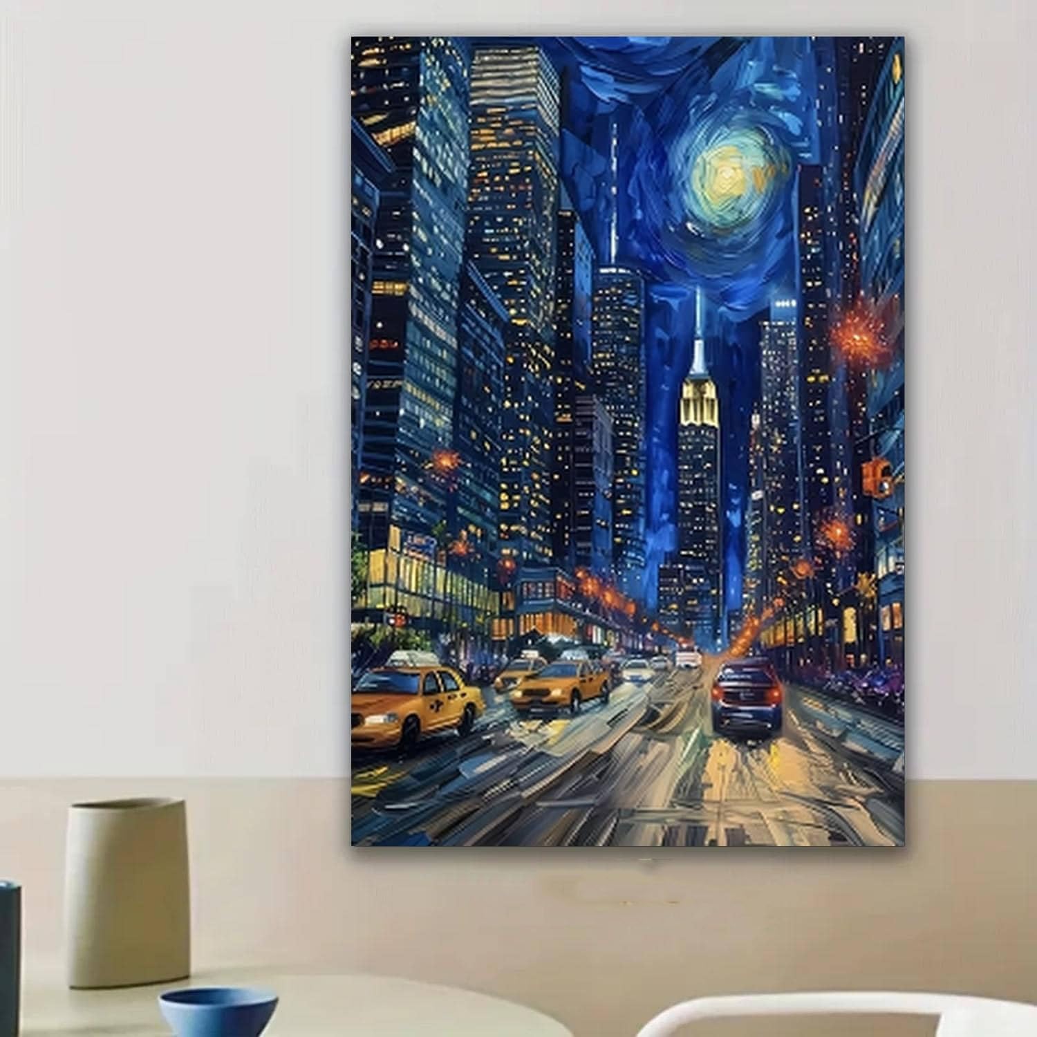 Trdmcfbn Night Skyline Wall Decor, Starry York Canvas Print, Urban Night City Canvas Decor, Home Decoration(30x40cm/No frame)