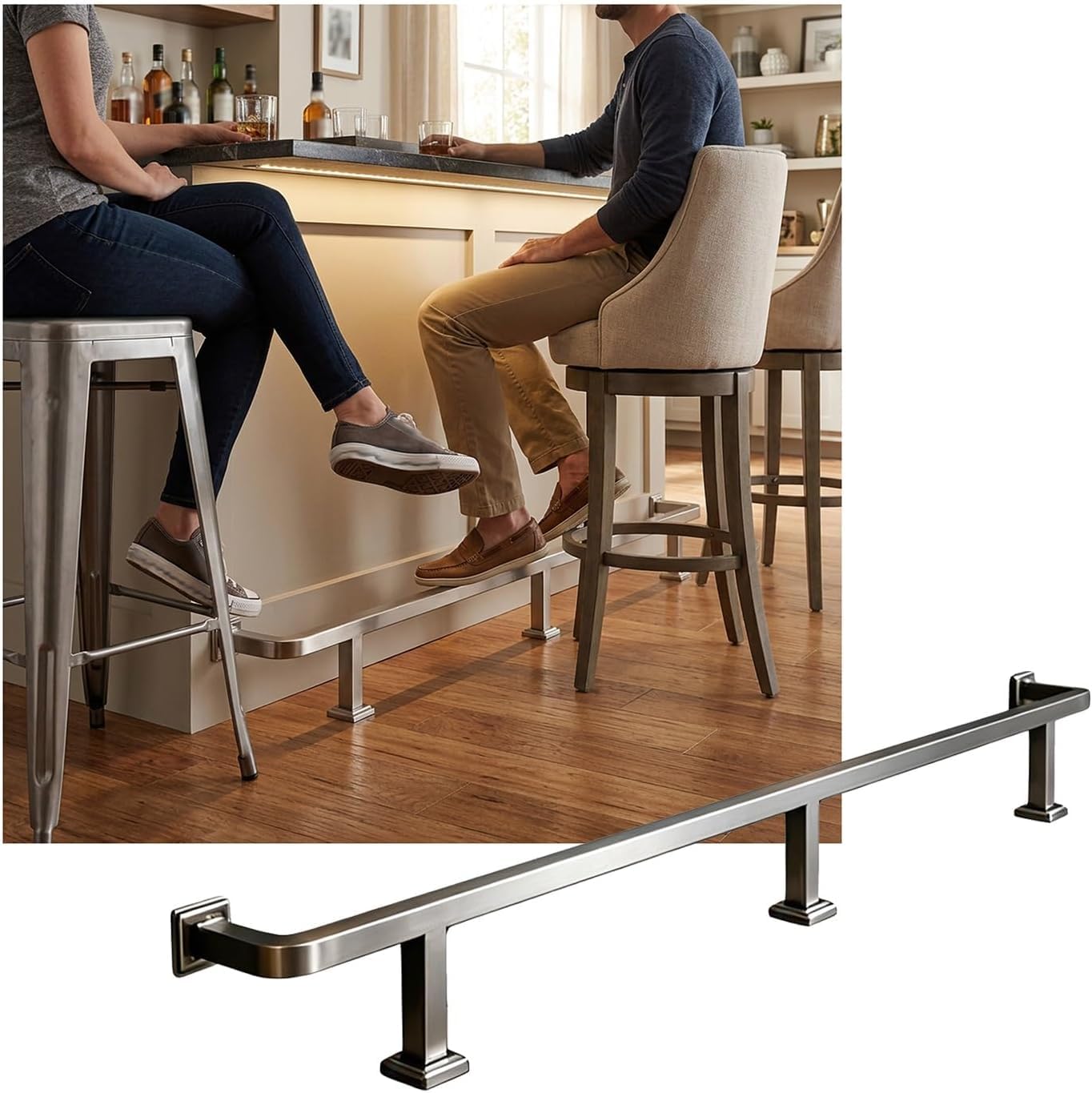 HGOuhK Bar Foot Rail Kit Bar Foot Rail Kit, Brushed Rest for Indoor & Outdoor Restaurant Kitchen Library Cafe Counter(Silver,3.5M/11.48FT)