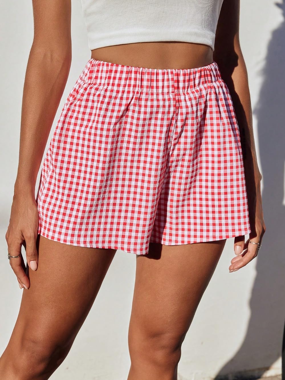 Cotton Gingham Boxer Shorts for Women Casual Summer Pajama Lounge Sleep Cute Y2K Plaid Shorts Beach Bottoms - Image 6