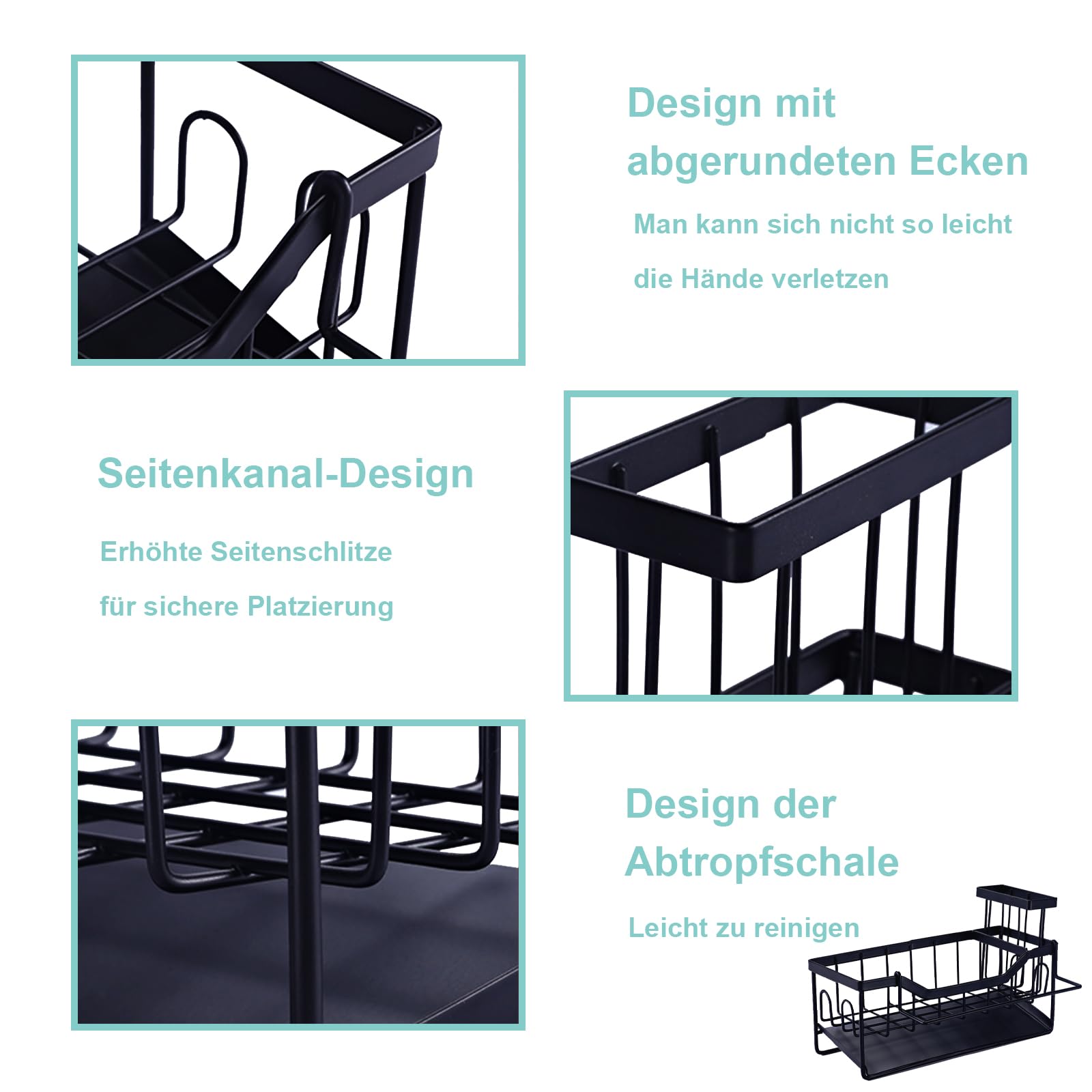 Spülbecken Organizer Schwarz, Küchen Sink Caddy Organizer, Küchenorganisator, Hängendes Waschbeckenregal Lagerung, Kein Bohren Erforderlich, 1 Selbstklebender Haken, Geeignet für Küche und Bad