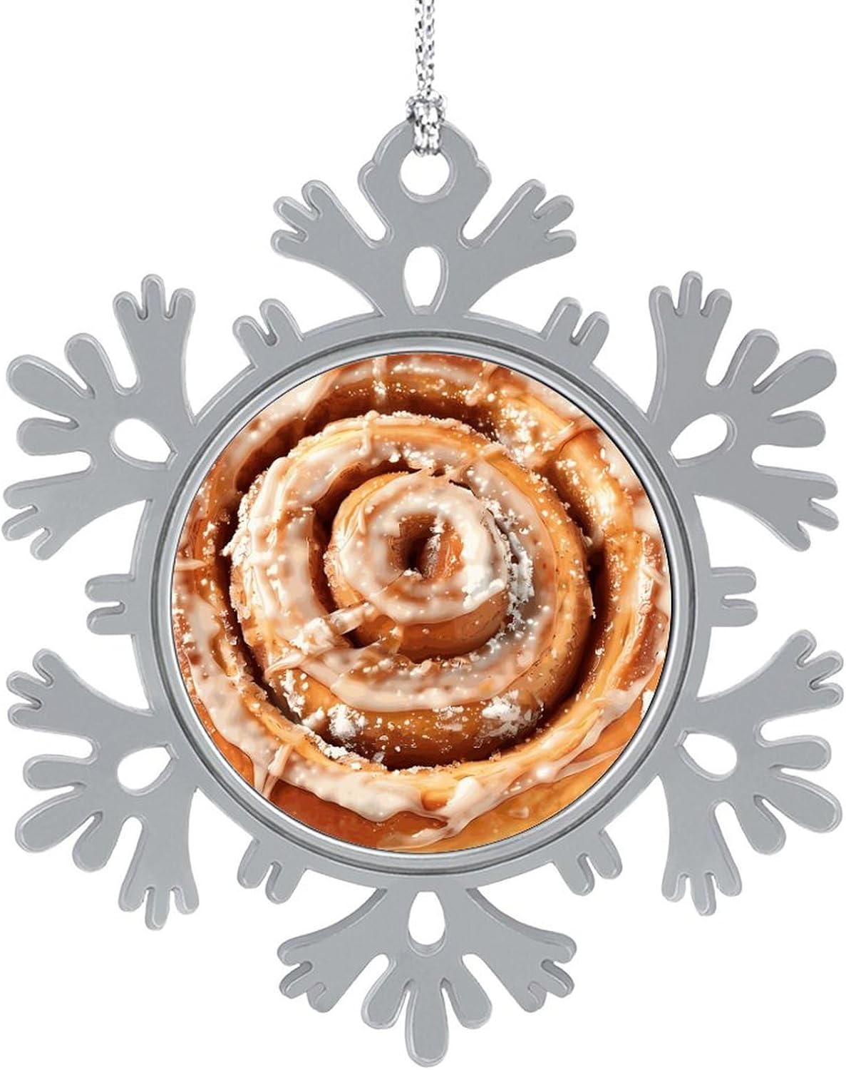 Cinnamon Roll Personalized Christmas Snowflake Ornaments Custom Xmas Tree Hanging Decoration for Party Holiday