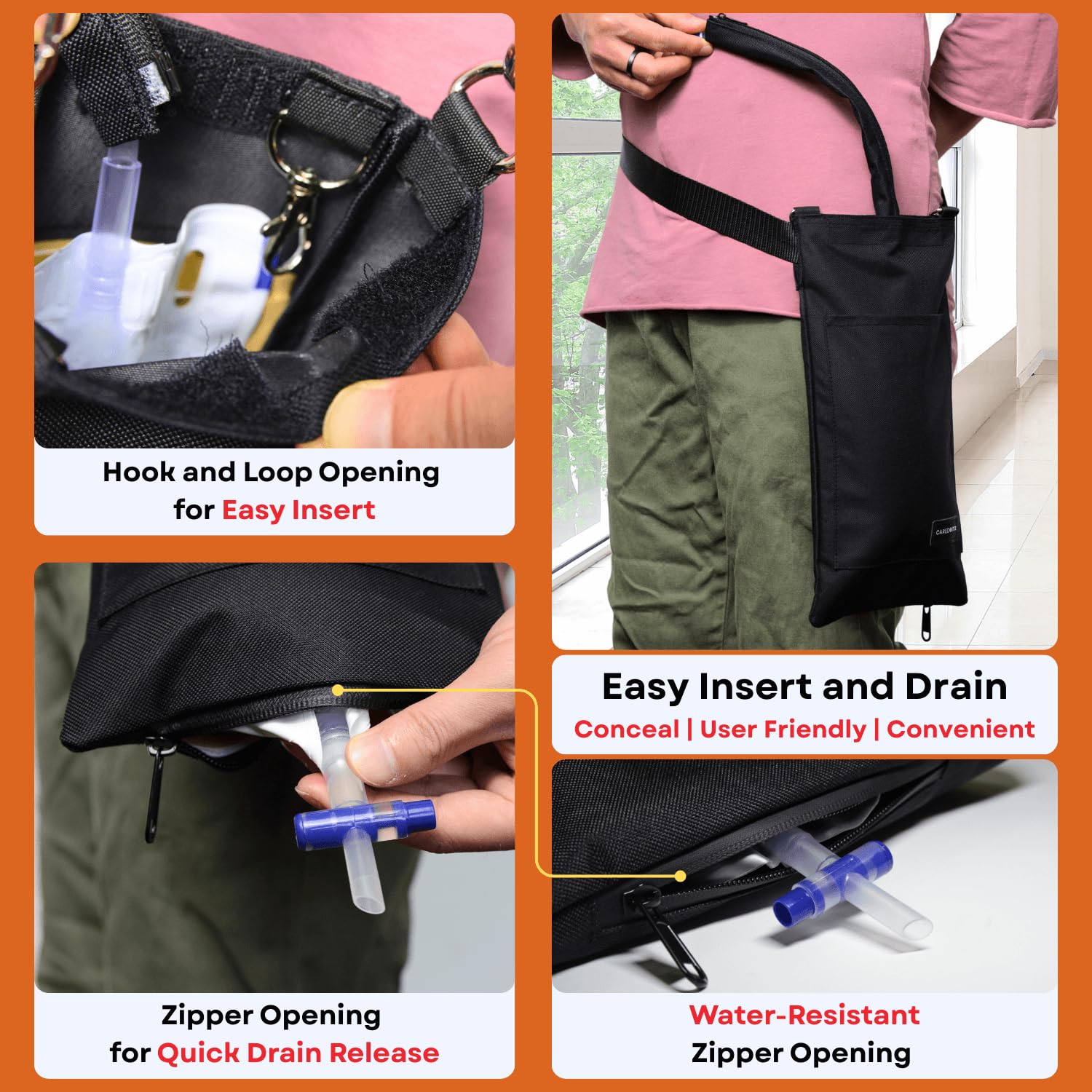Funda para tubo de nefrostomía y bolsa de drenaje, soporte para bolsa de catéter, con correa para el hombro y correa de cintura ajustable, fundas para bolsas de orina, para privacidad y