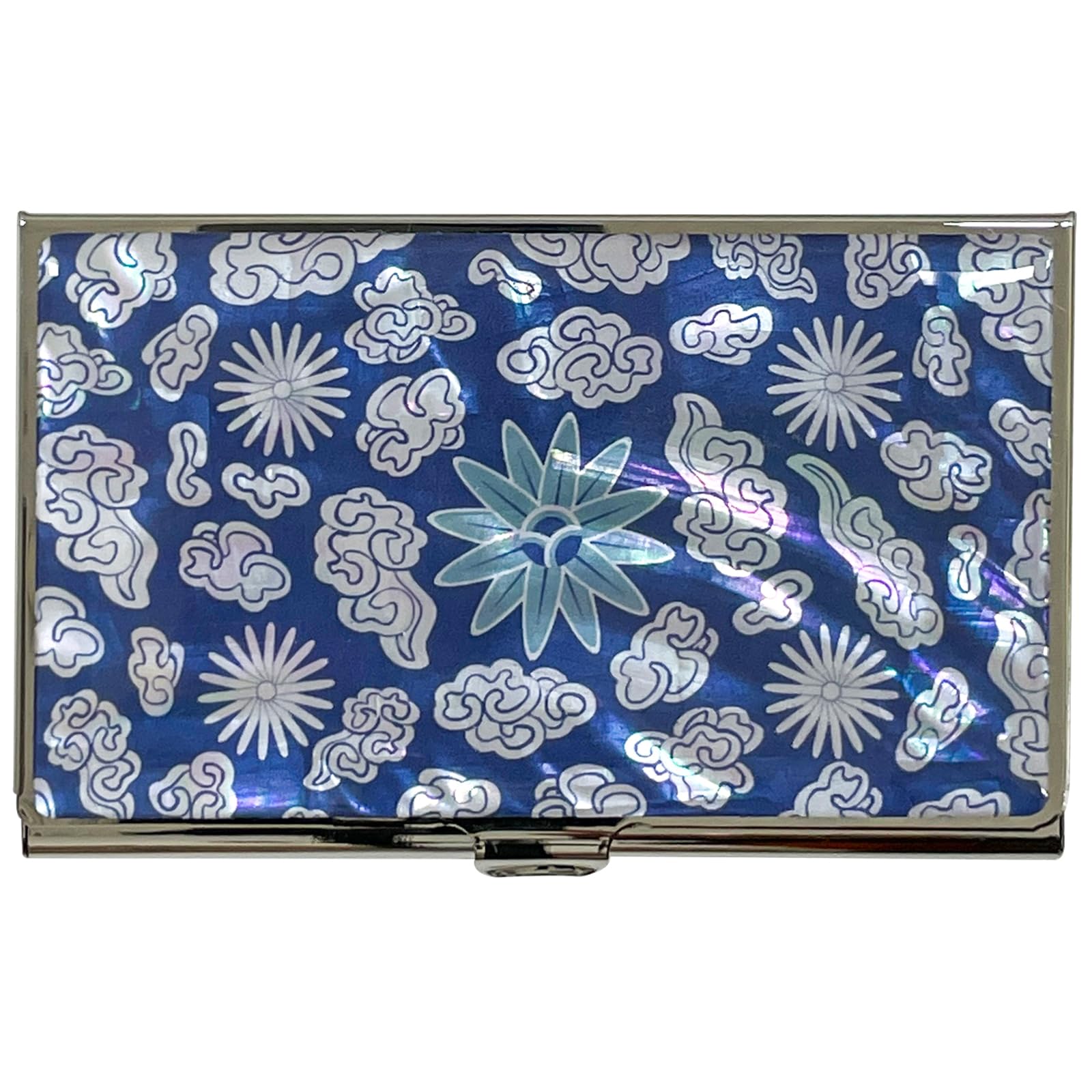 Madreperla Porta biglietti da visita porta carte di credito porta nome portafoglio da viaggio Art Painting Design metallo acciaio inossidabile inciso sottile borsa tasca contanti portafoglio soldi,