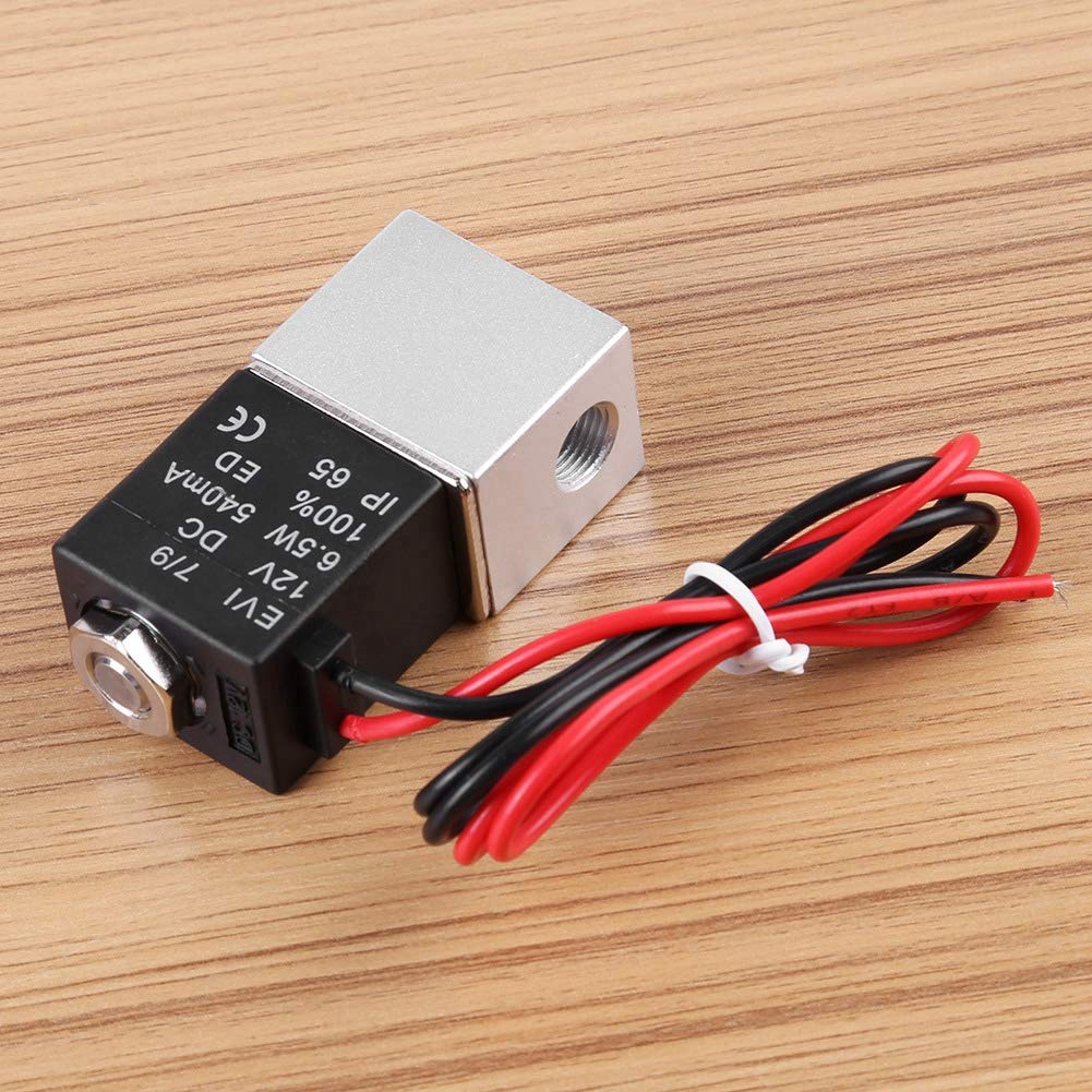 Elettrovalvola Pneumatica 12V DC 1/4" - Valvola Solenoide 2 Vie In Alluminio Per Tubi Aria 6mm E 10mm