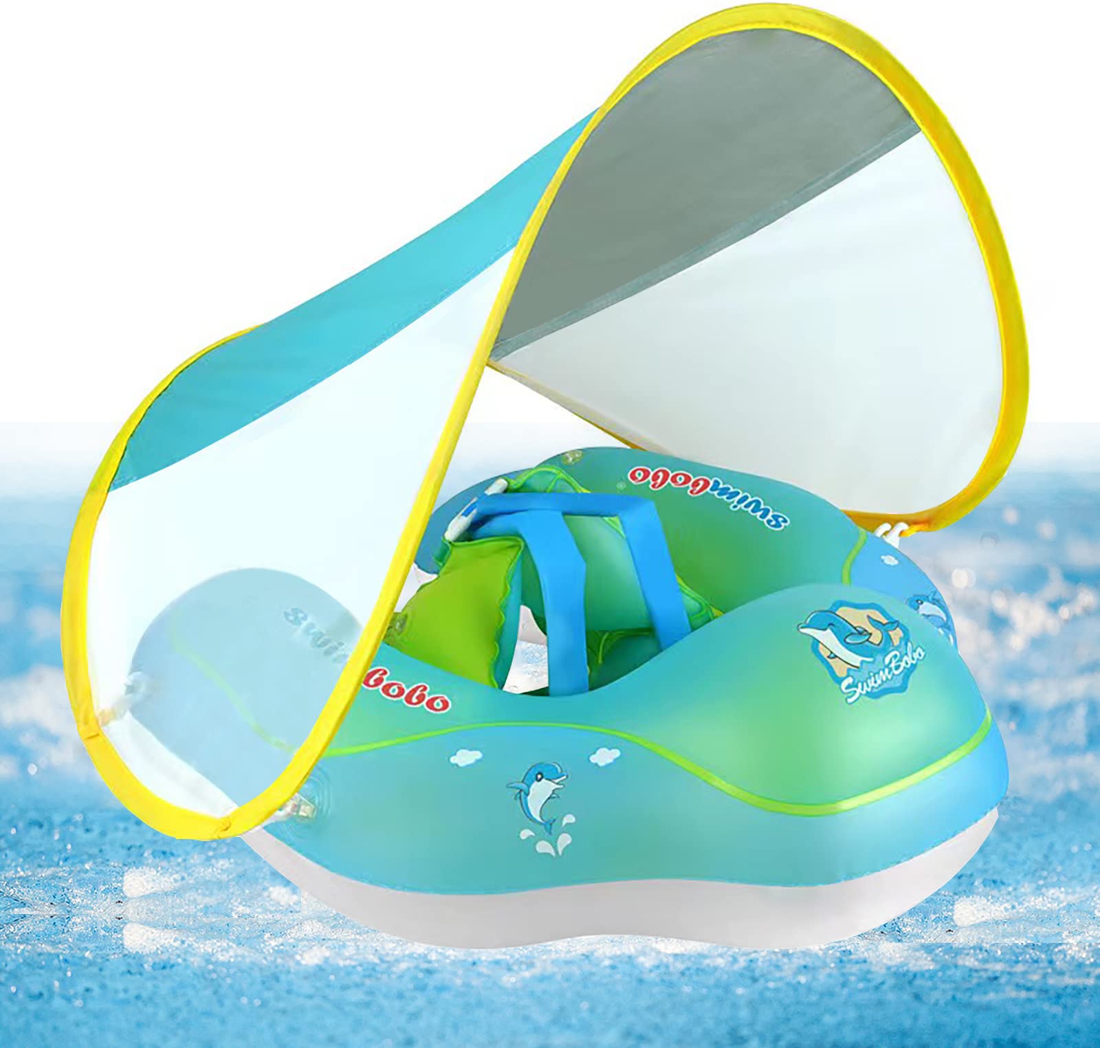 Flotador Bebe con Sombrilla,Flotadores Piscina Bebe con Parasol,Flotador Bebé,Flotador Bebe 3 Meses-36 Meses