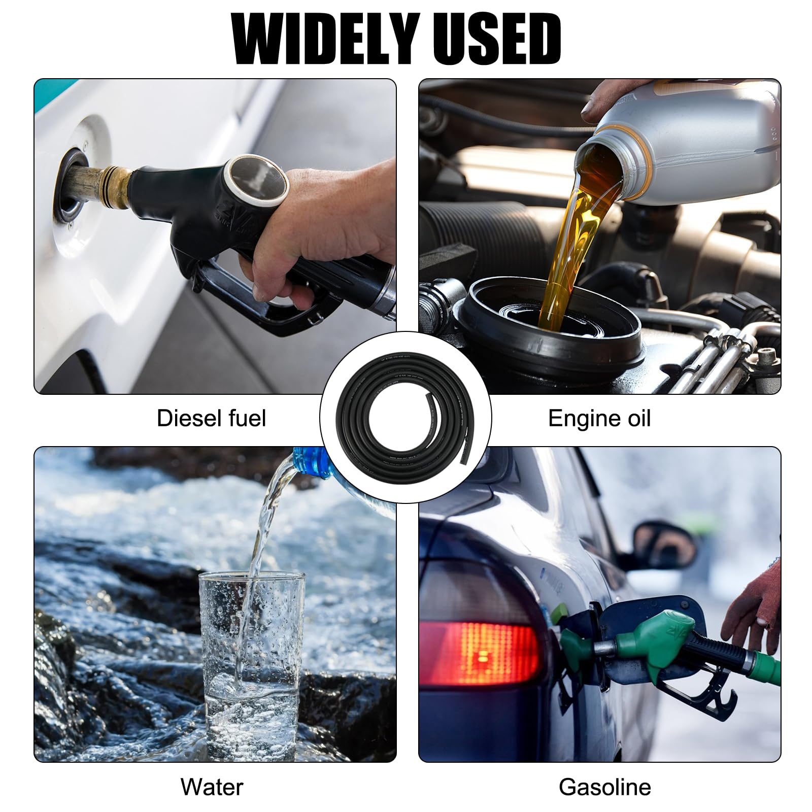 SWAWIS 3M Tubo Benzina 6 mm Tubo Diesel Tubo Carburante con 6pcs Fascette Stringitubo Tubo Benzina Tubo Idraulico Tubo Gomma Tubo Olio Linea Carburante Per Auto Trattore Moto Piccoli Motori