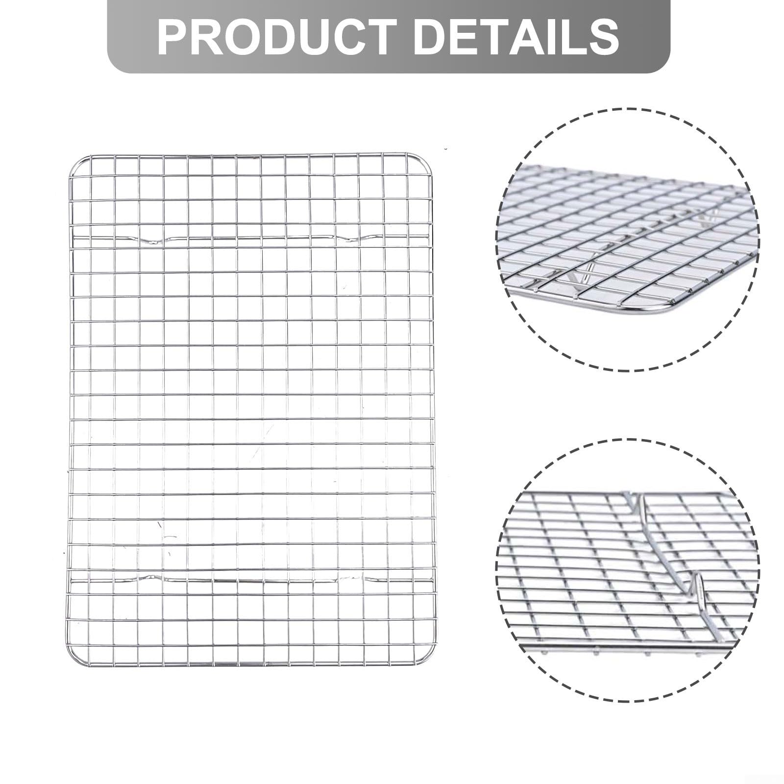 Set di 4 griglie di raffreddamento in acciaio inox per cottura e raffreddamento con design a griglia quadrata, teglia per biscotti adatta al forno per una circolazione uniforme del calore