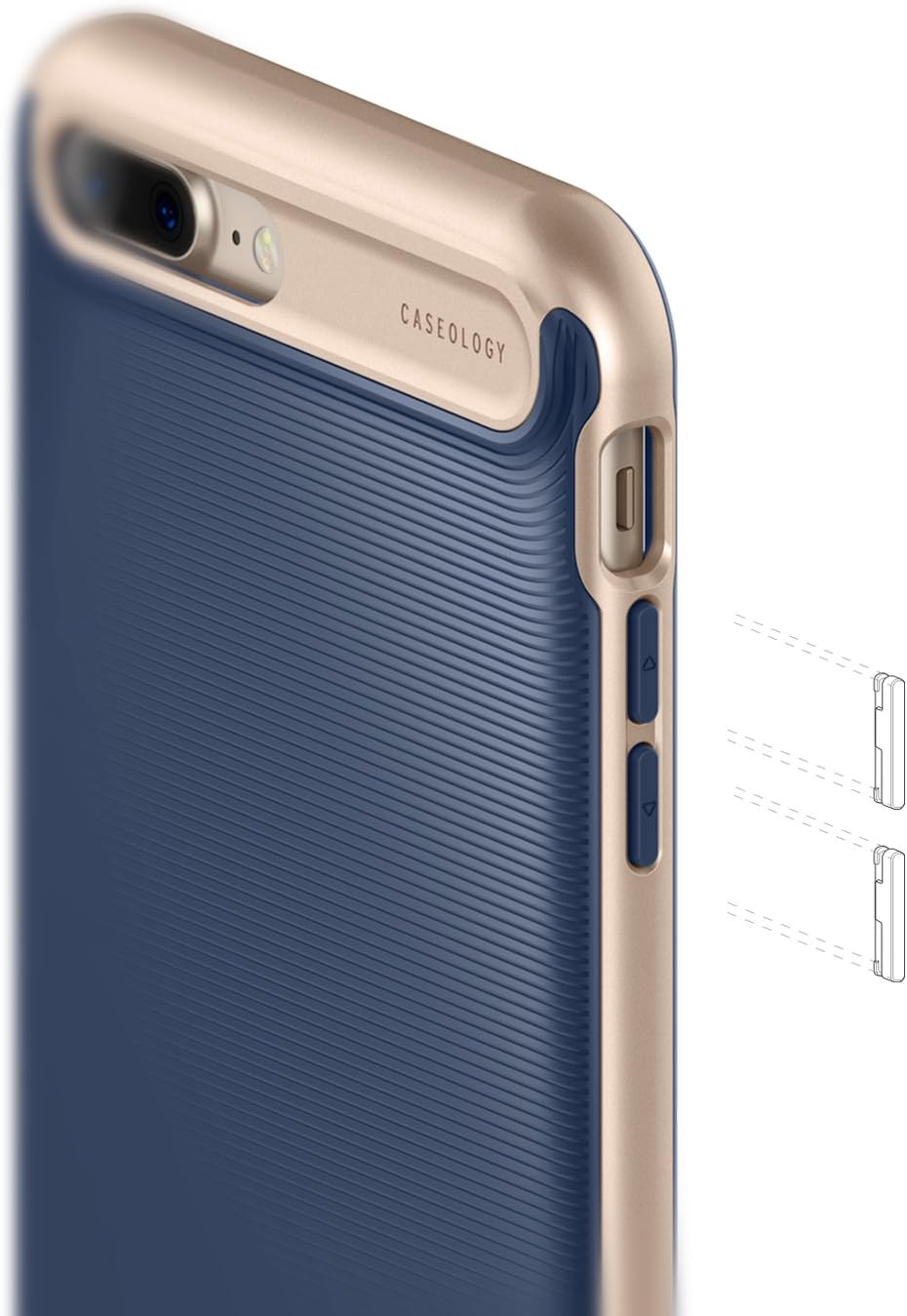 Caseology Wavelength for Apple iPhone 8 Plus Case (2017) / for iPhone 7 Plus Case (2016) - Stylish Grip Design - Navy Blue