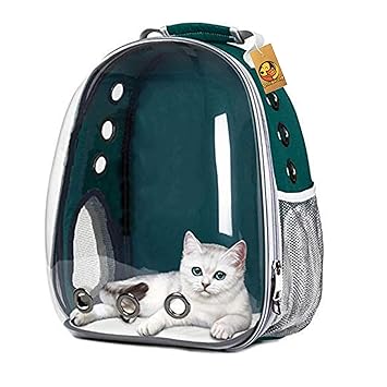 Foodie Puppies Transparent Capsule Breathable Astronaut Space Ventilate Carrier Backpack for Travel, Hiking & Outdoor for Puppies, Cats & Kittens (Green)