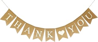 THANK YOU Burlap Banner for Wedding Decorations Birthday Party Baby Shower Bridal Shower Baptism Supplies Teacher Appreciation Office Appreciation Sign Photo Prop