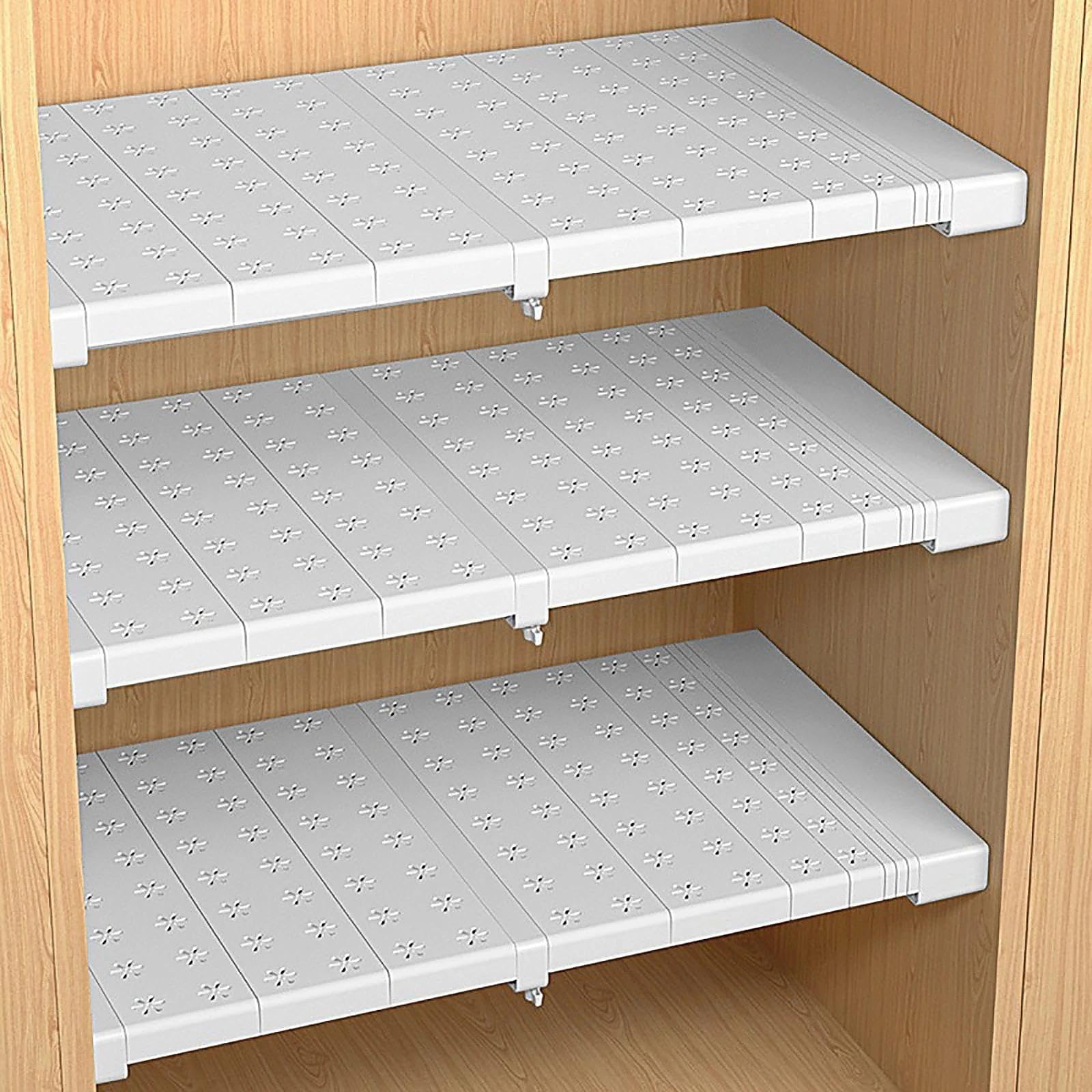Générique Divisori Armadio Interno Estensibili, Mensola Telescopica Regolabile in Acciaio al Carbonio, Ripiano Salvaspazio per Guardaroba Cucina Bagno(Larghezza 42cm,Lunghezza 41-52 cm)