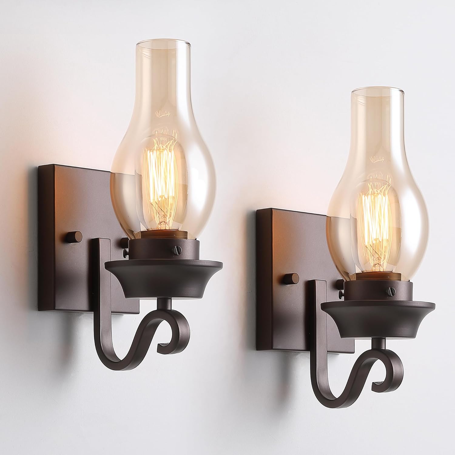 Oil Rubbed Bronze Wall Sconces Set of Two，Vintage Farmhouse Wall Sconces Set of 2 for Bedroom Living Room Dining Room Painting