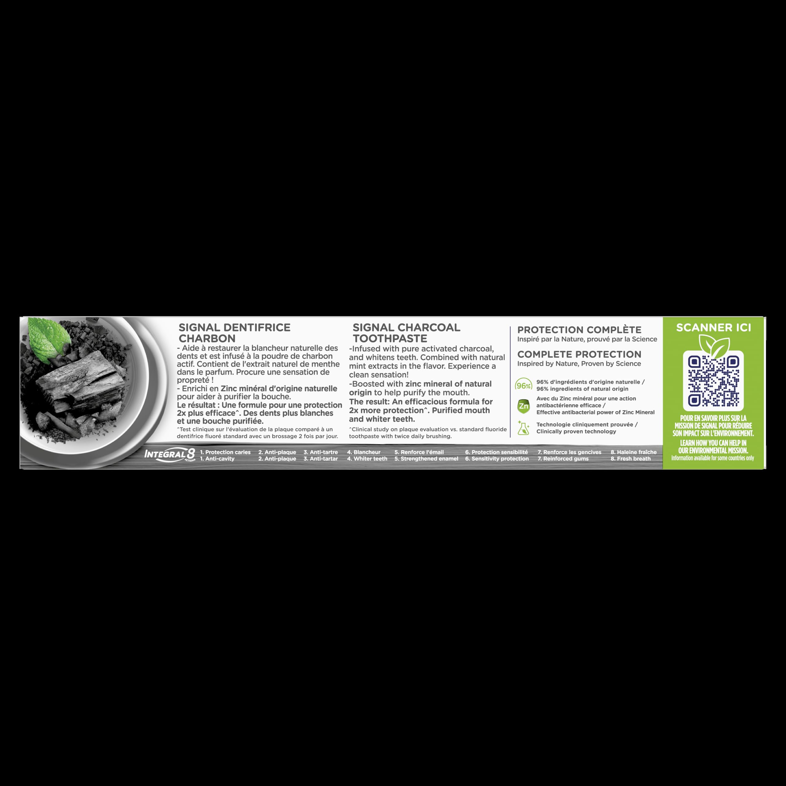 SIGNAL - Zahnpasta Integral 8 Nature Elements Kohle – weißere Zähne und ein gereinigter Mund – Mineralzink… – Ansicht 2