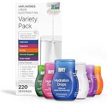 Buoy Functional Electrolyte Drops Variety Pack - Energy, Brain, Digestion & Immunity Support with 87 Trace Minerals - Unflavored Electrolytes - Sugar Free - No Sweeteners - 220 Servings