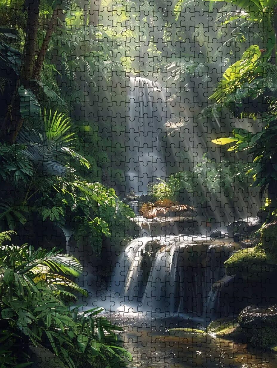 Cascada De Hojas Verdes Puzzle 1000 Piezas, Rompecabezas Adultos Puzzle, Desafiante Puzzles de Decoración Juego de, Juego Educativo para Toda la Familia, para Regalo Decoración FNKL7-690