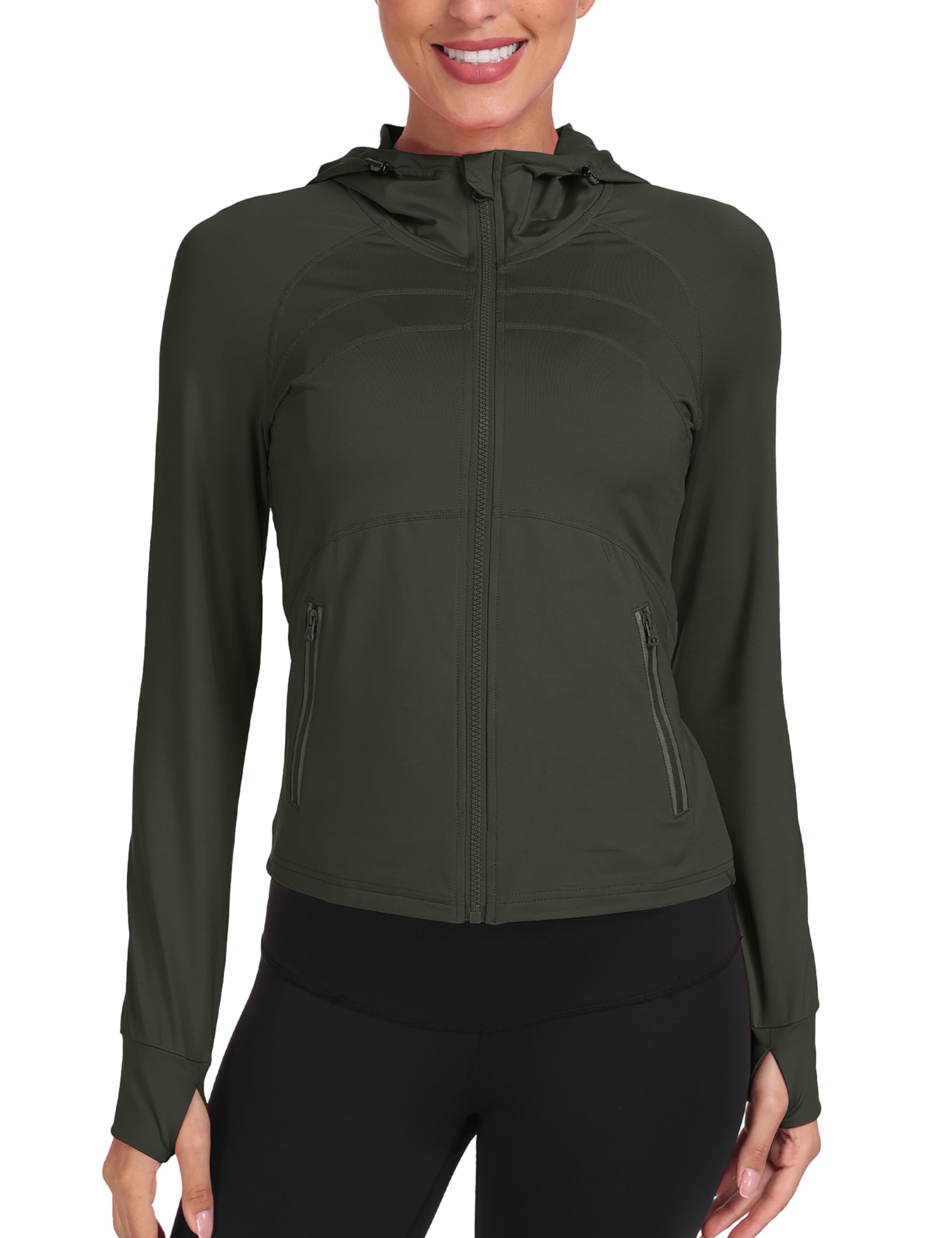 MoFiz Veste Sport Femme Veste Running Femme Polaire Chaude Veste Légère Sweat Zippé Capuche