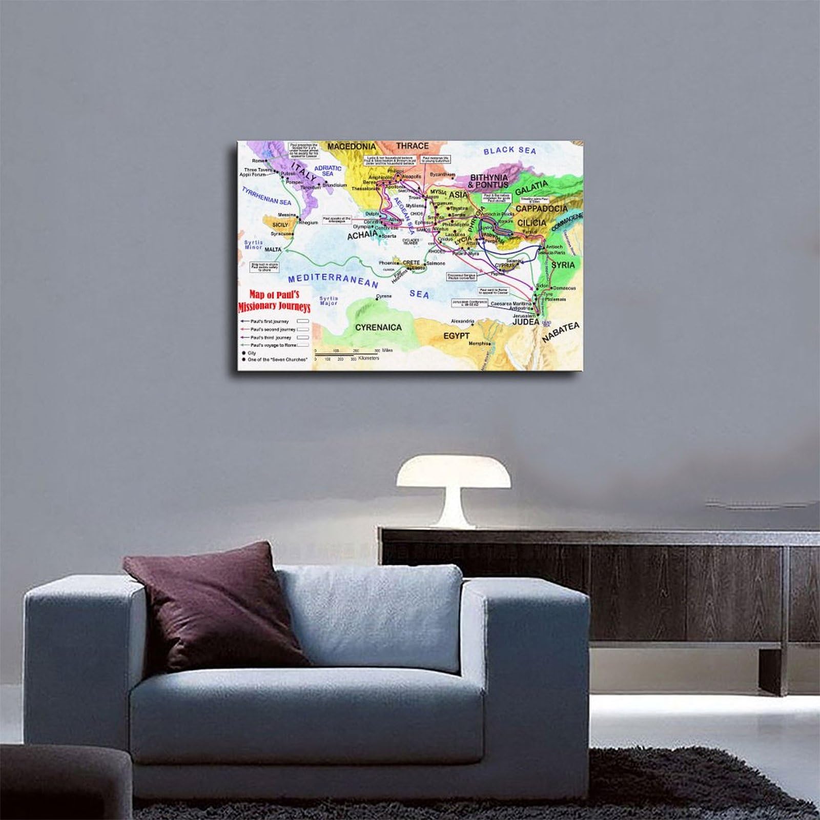 Amazon.com: Paul Missionary Journeys Canvas Poster Wall Art Print 