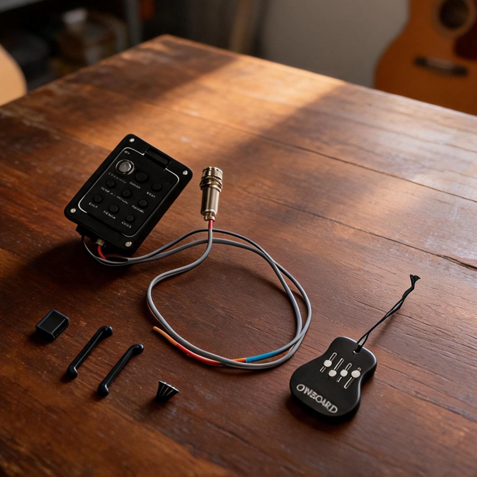 Gitara akustyczna Preamp System 4-pasmowy equalizer piezo pickup cyfrowy tuner on board 55 x 84 mm
