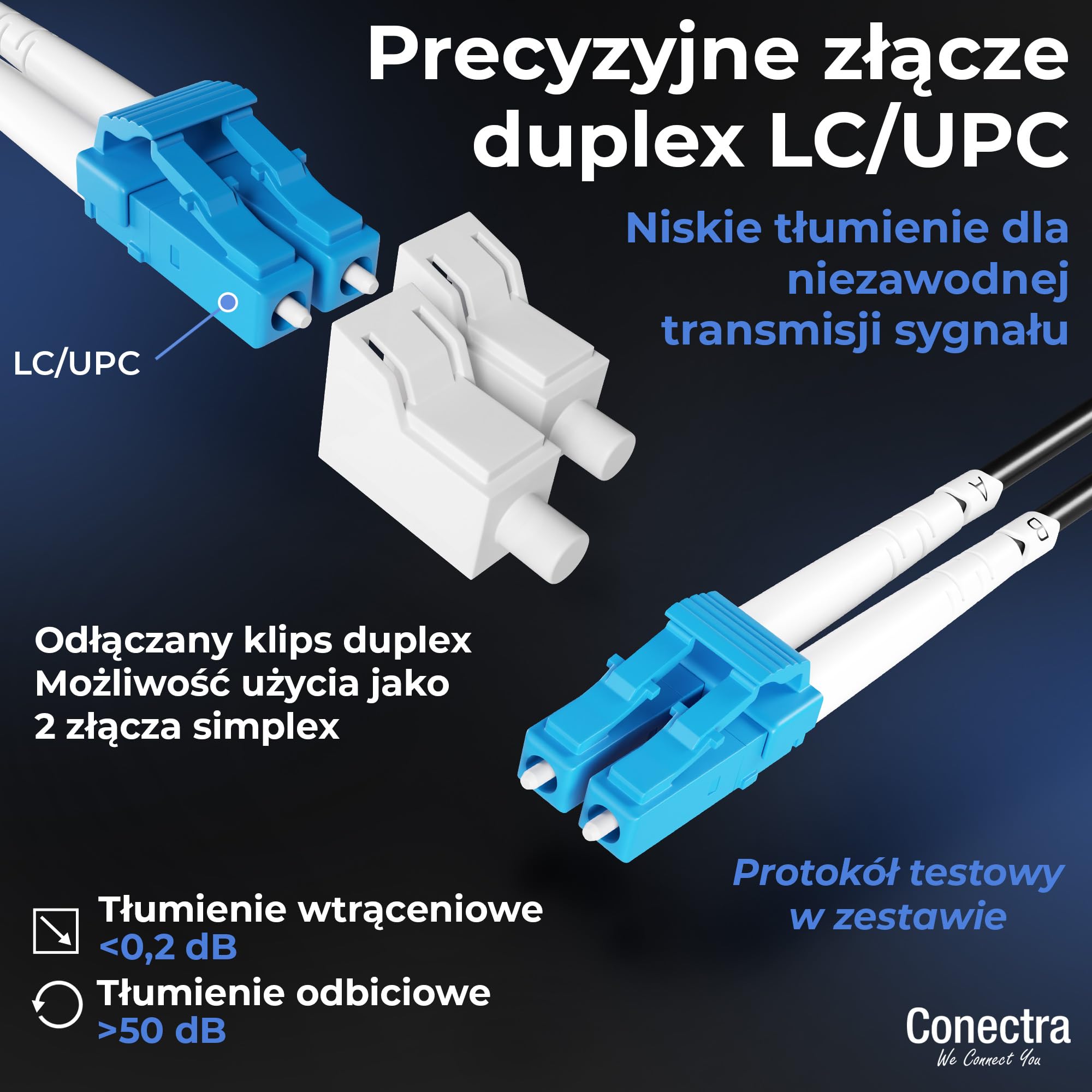 50m Pancerny Kabel Światłowodowy OS2 Duplex Breakout LC/UPC, Patchcord Jednomodowy G657A2 9/125, LSZH Wewnętrzny/Zewnętrzny, Przedłużacz Światłowodowy Wzmocniony Patch Sieć ⌀3mm Czarny