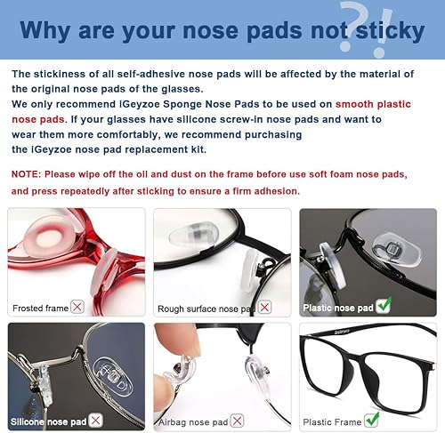 Miniatura 2 de 100 pares de almohadillas de nariz de espuma suave, autoadhesivas, almohadillas nasales antideslizantes para lentes, lentes de sol, anteojos de