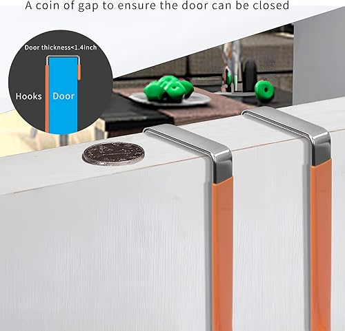Vista 41 de FYY Ganchos para colgar sobre la puerta, paquete de 4 ganchos de goma para evitar arañazos, organizador resistente para sala de estar, baño