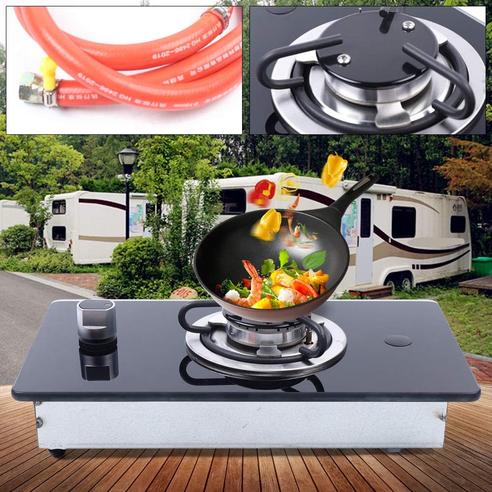 Boat Caravan RV Camper LPG Gas Stove Hob with Sink Combo Cooktop Tempered Glass Camping Stoves (14.4 In)