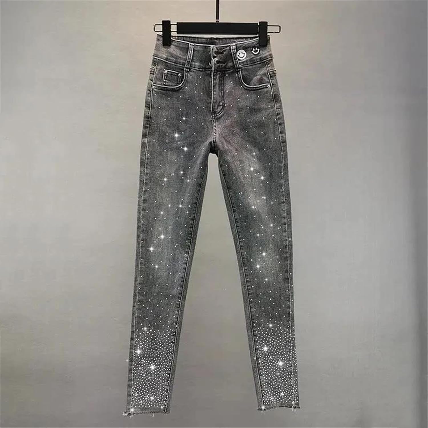 Women's Elastic Slim Jeans Summer Hot Diamond Small Foot Pencil Casual Daily Comfortable Fashion Denim Trousers