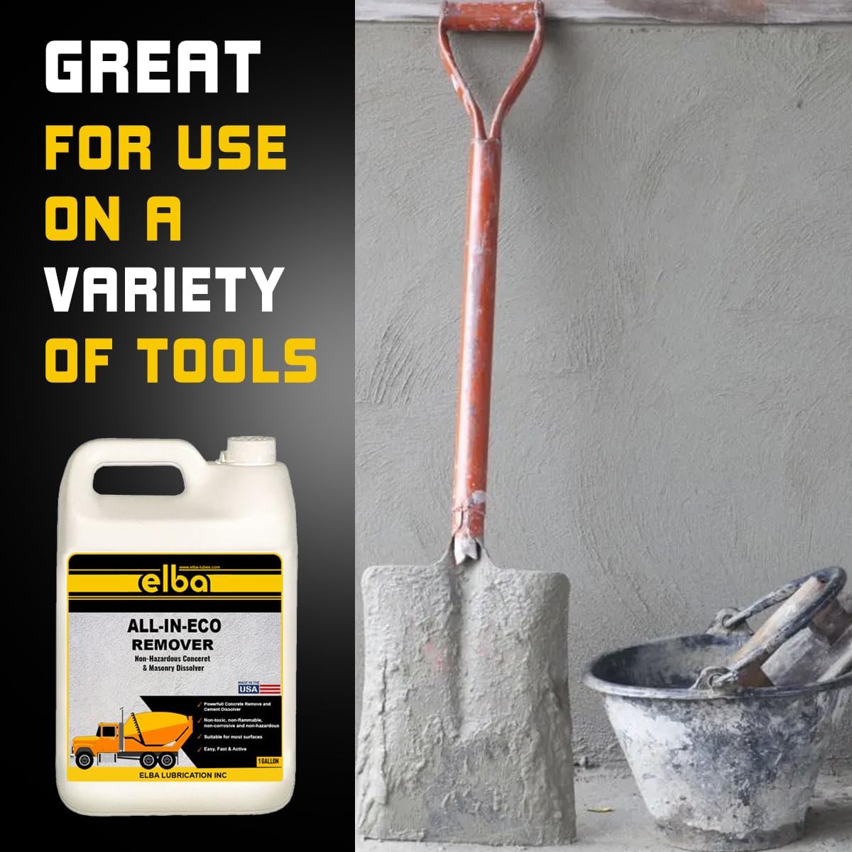 ALL-IN-ECO | RUST REMOVER | Cement remover | Remove and Dissolve Concrete, Mortar and Grout Made in USA (1GL)