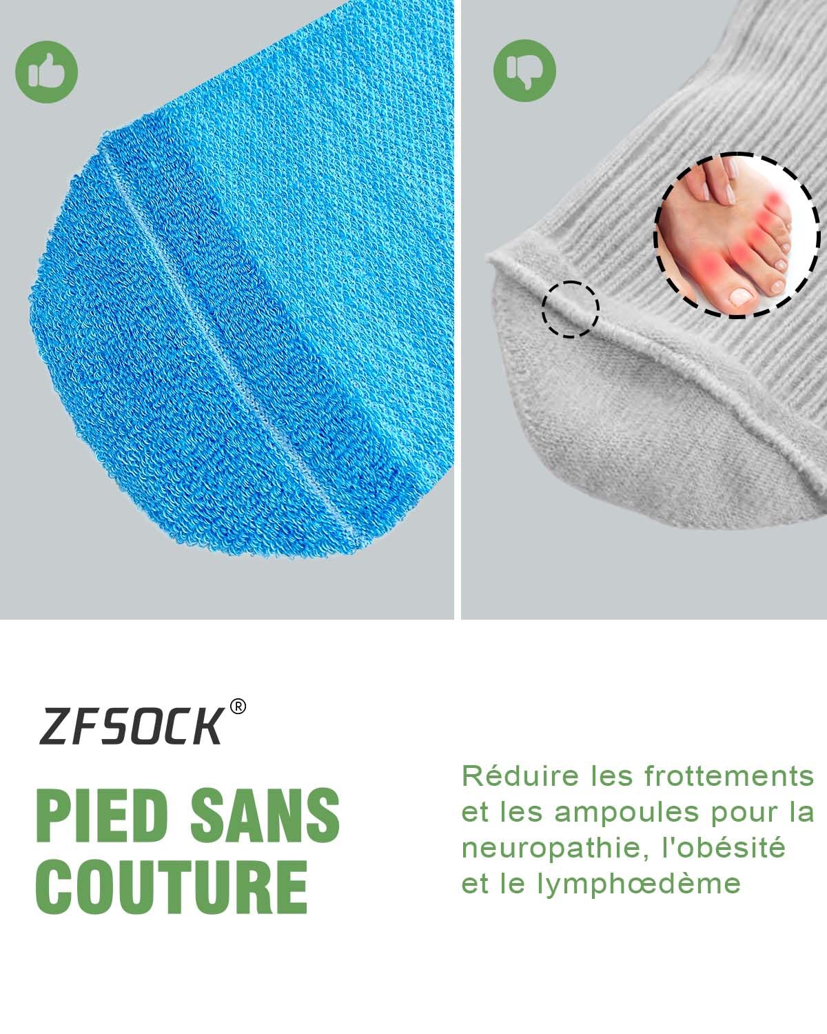 Chaussettes Diabétiques Antidérapantes Femme: Chaussettes de Bambou Extra Large Sans Elastique Sans Couture Homme Non Comprimantes Pieds Gonflés