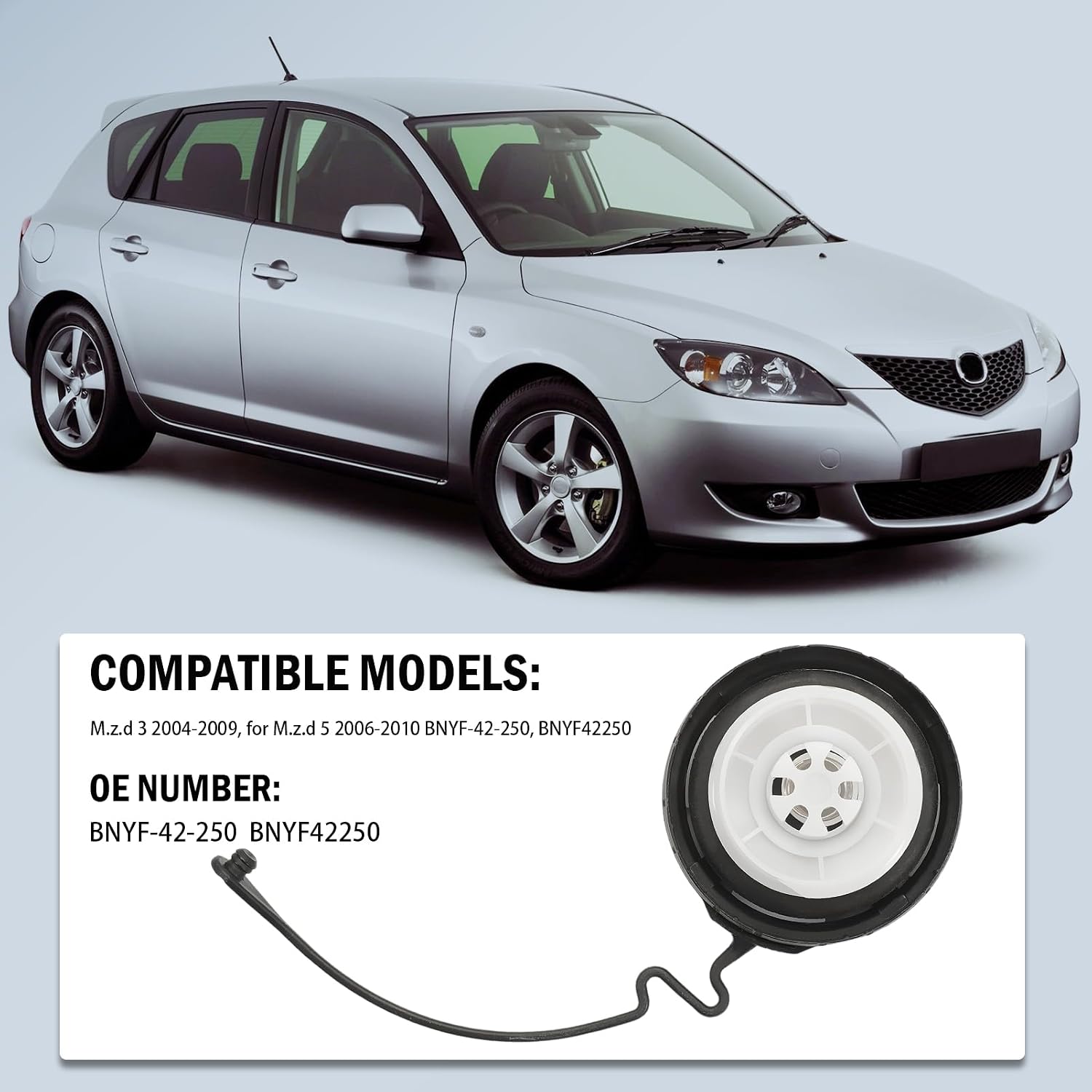 BNYF-42-250 Fuel Tank Gas Cap Compatible with Mazda 3 2004-2009, Mazda 5 2006-2010 BNYF42250 Gas Cap