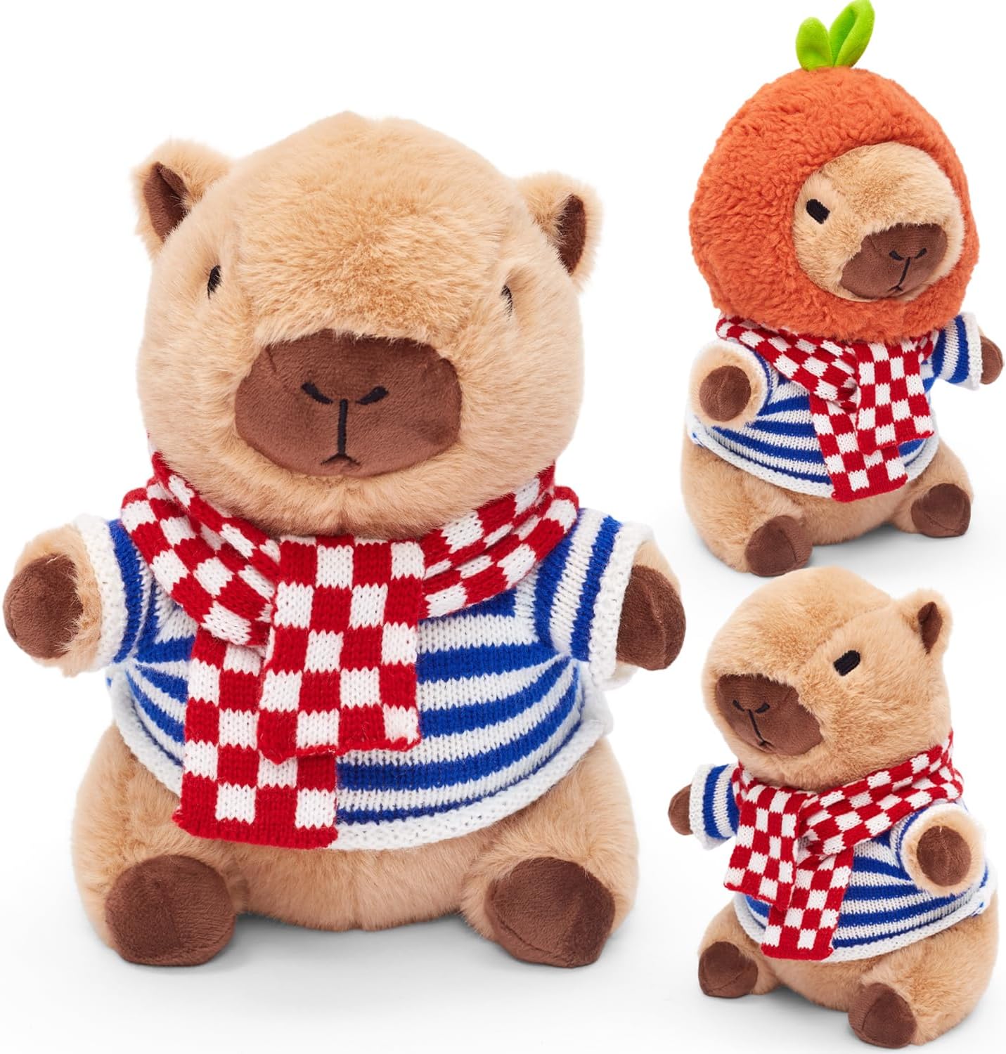 Capybara Plush Toy, Cute Stuffed Animals Kawaii Capibara Plush Pillow Christmas Birthday Easter Valentine's Day Gift for Kids Boys Girls (10 PCS)